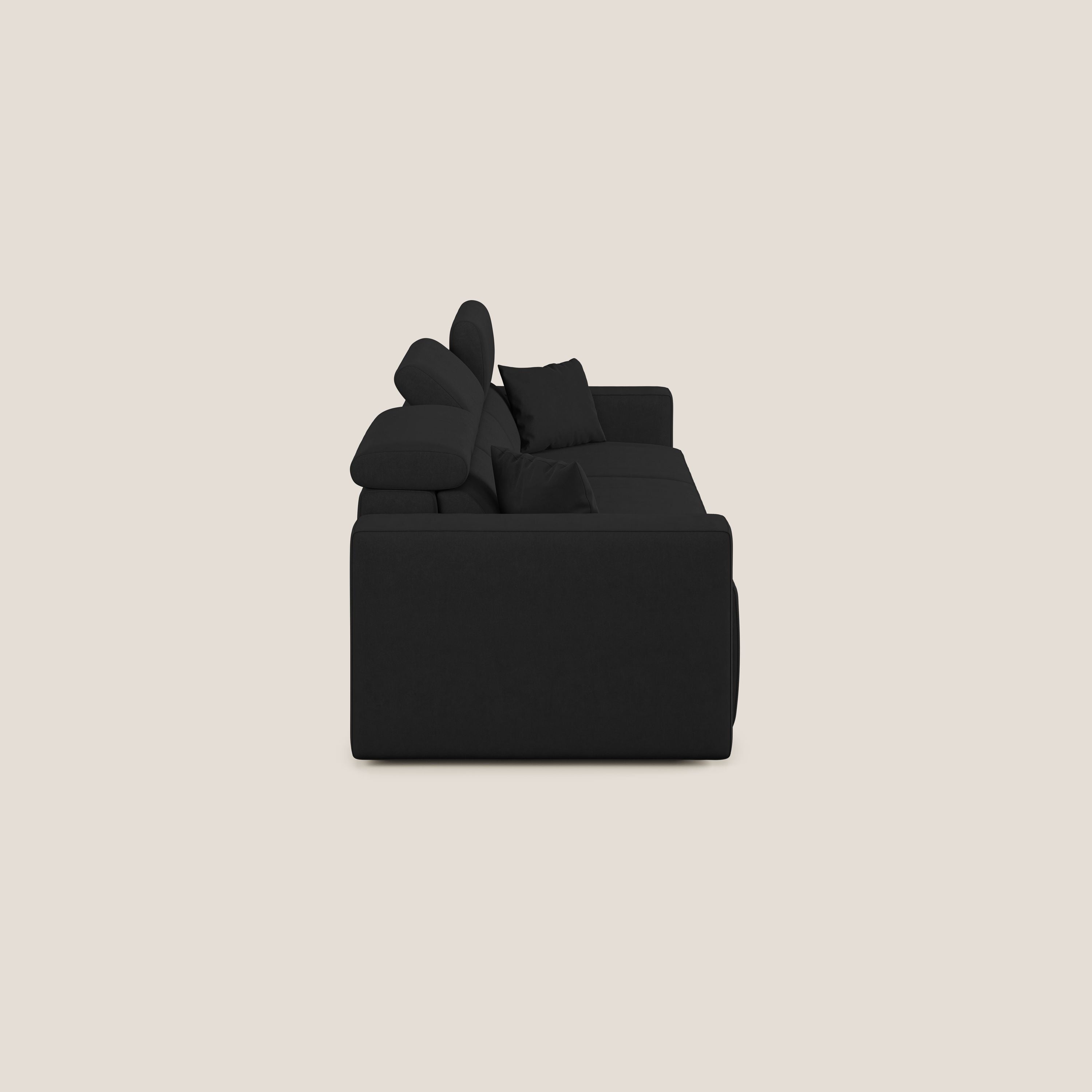 Orwell divano con 3 sedute estraibili in microfibra smacchiabile T11 nero - divani.store