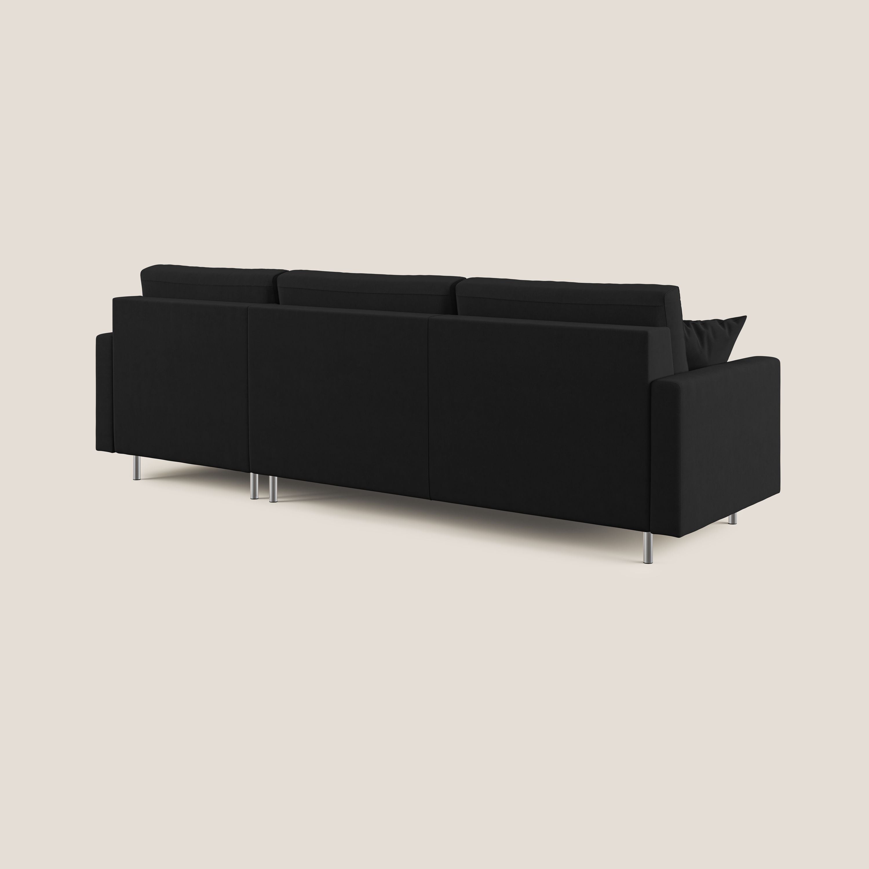 Megan divano letto angolare in microfibra smacchiabile T11 nero - divani.store