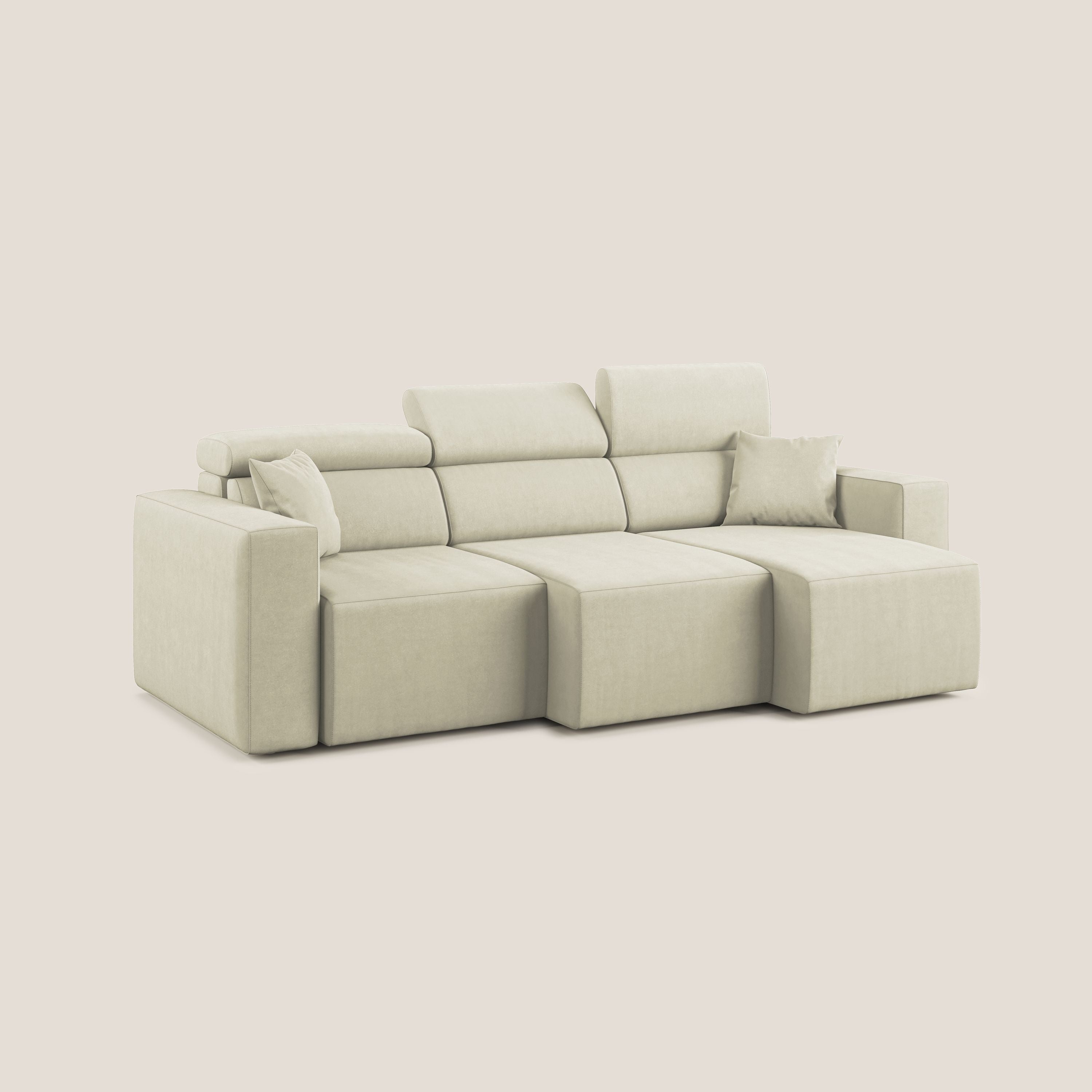 Orwell divano con 3 sedute estraibili in microfibra smacchiabile T11 panna - divani.store