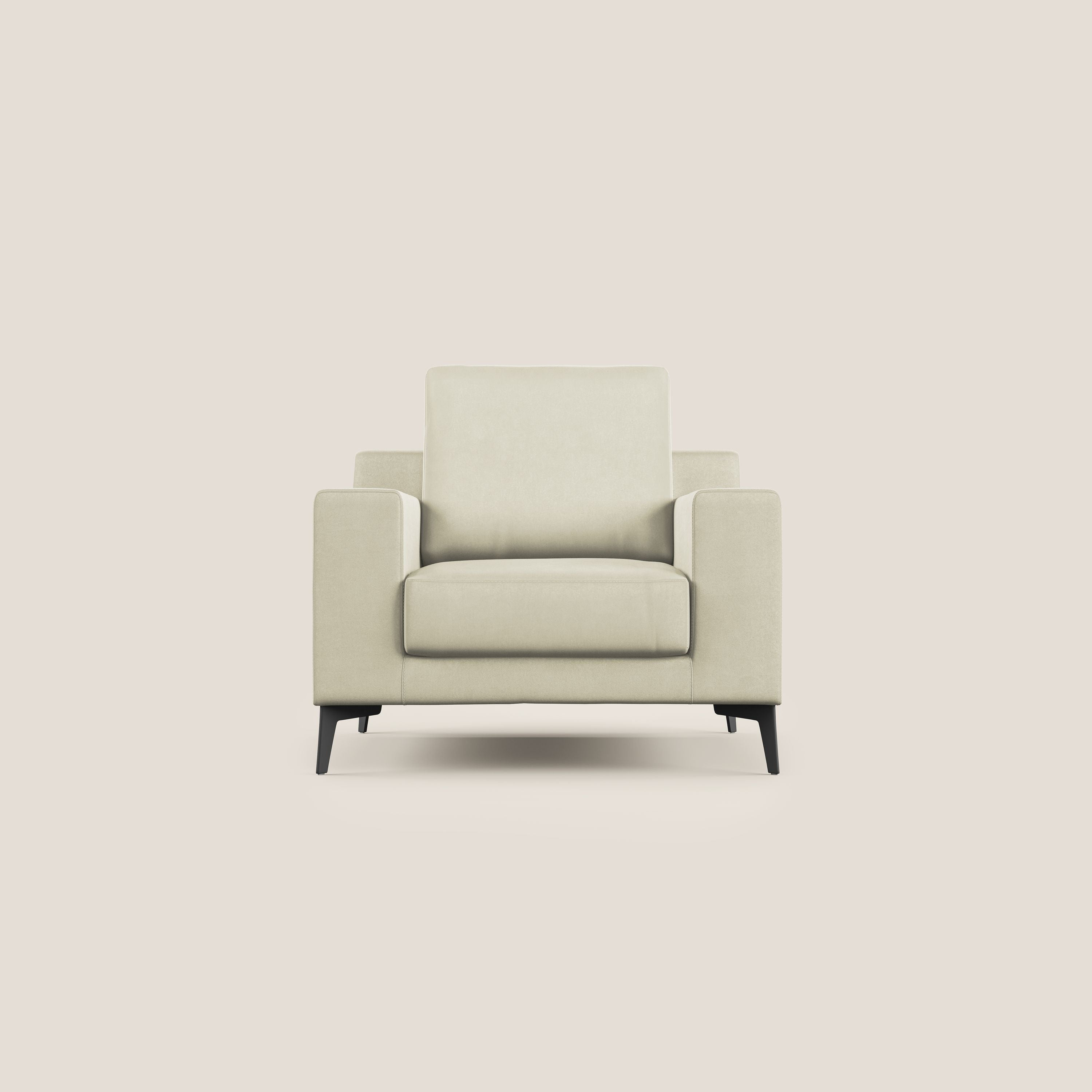 Prestige poltroncina moderna in microfibra smacchiabile T11 panna - divani.store