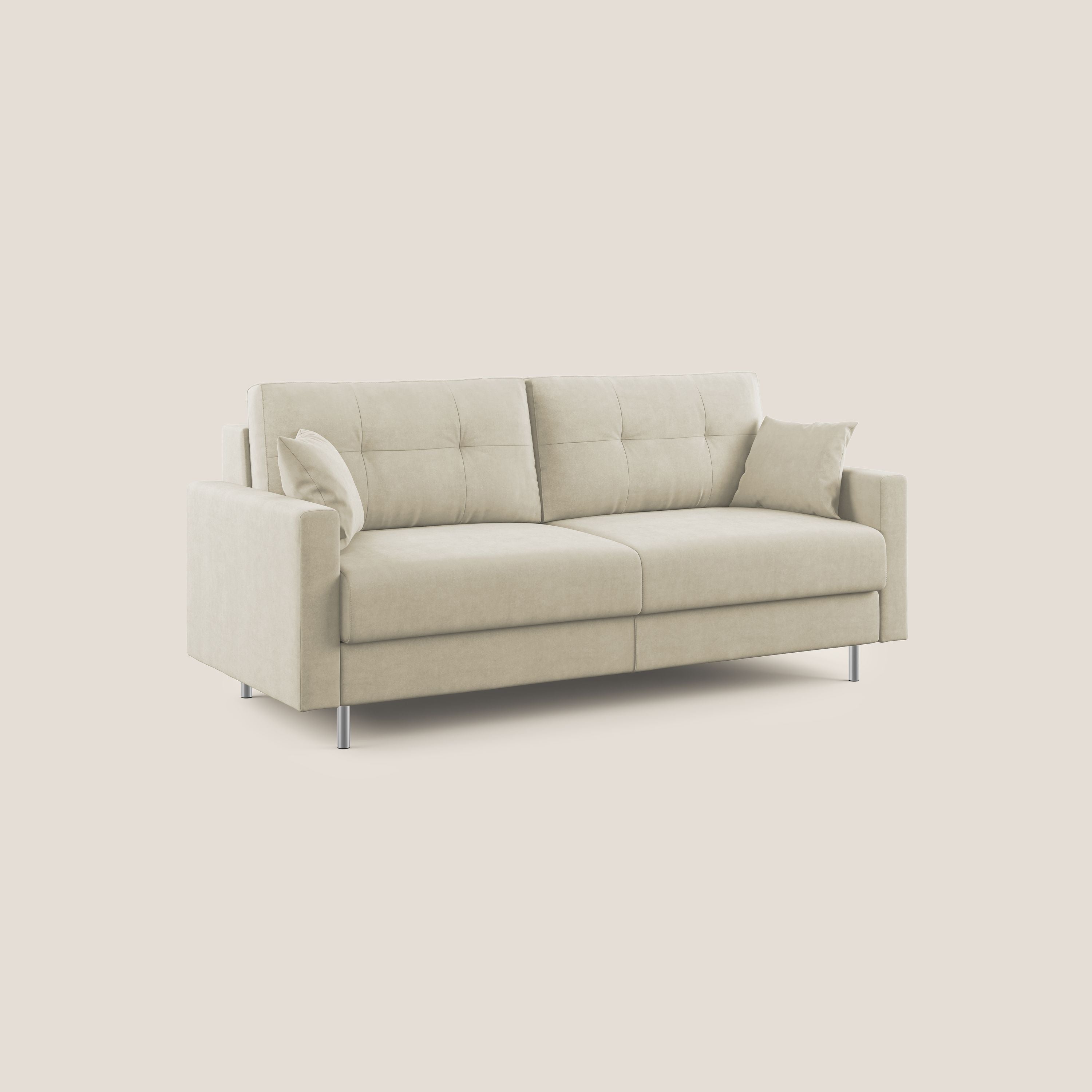 Megan divano letto matrimoniale in microfibra smacchiabile T11 panna - divani.store