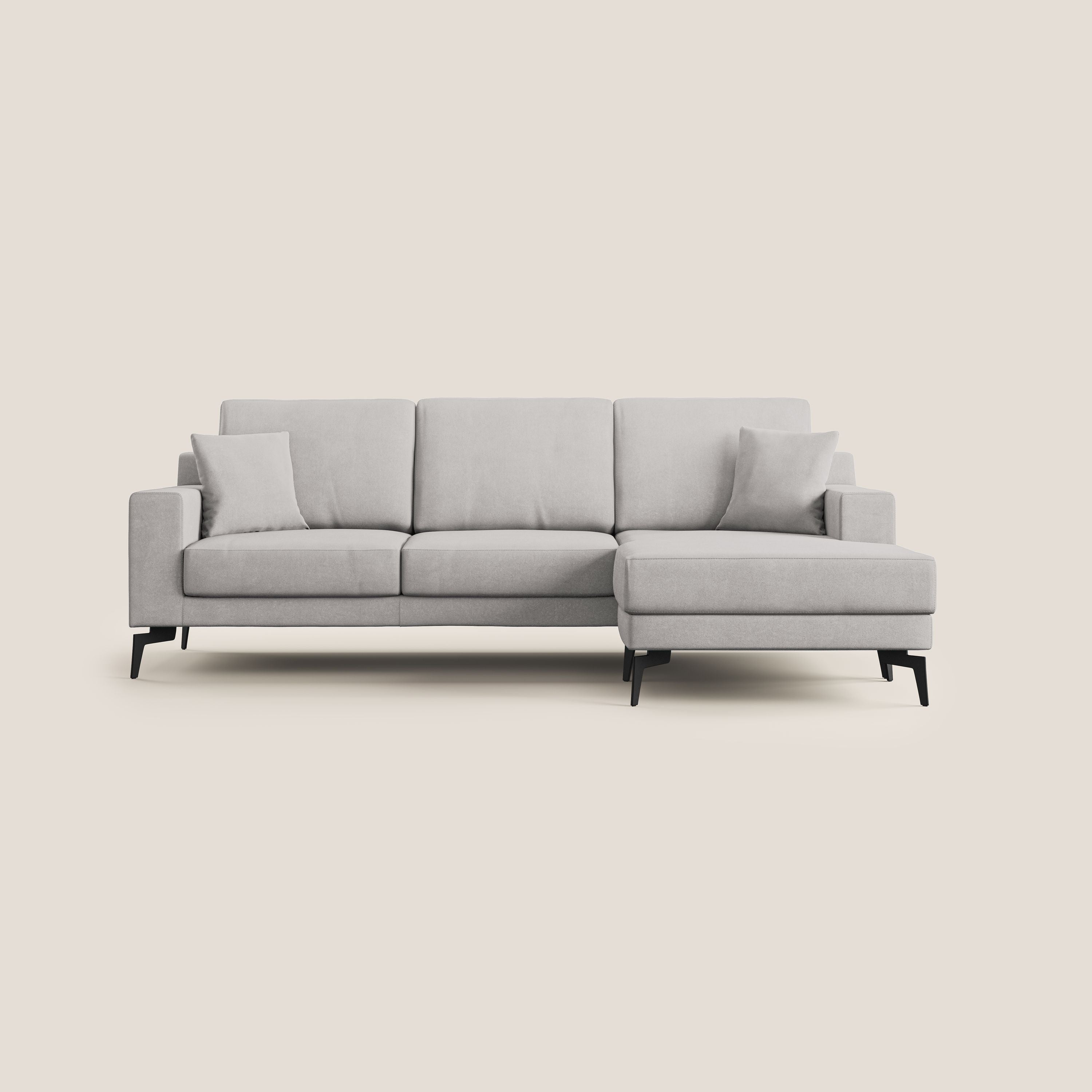 Prestige divano angolare reversibile in microfibra smacchiabile T11 grigio chiaro - divani.store