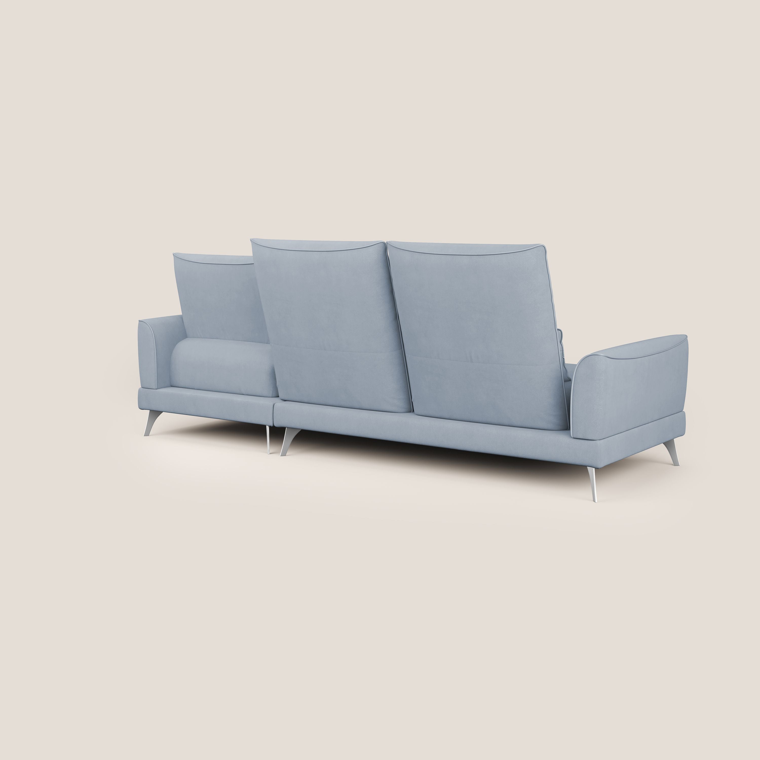 Tommy Divano angolare con relax e schienali traslanti in microfibra smacchiabile T11 carta da zucchero - divani.store