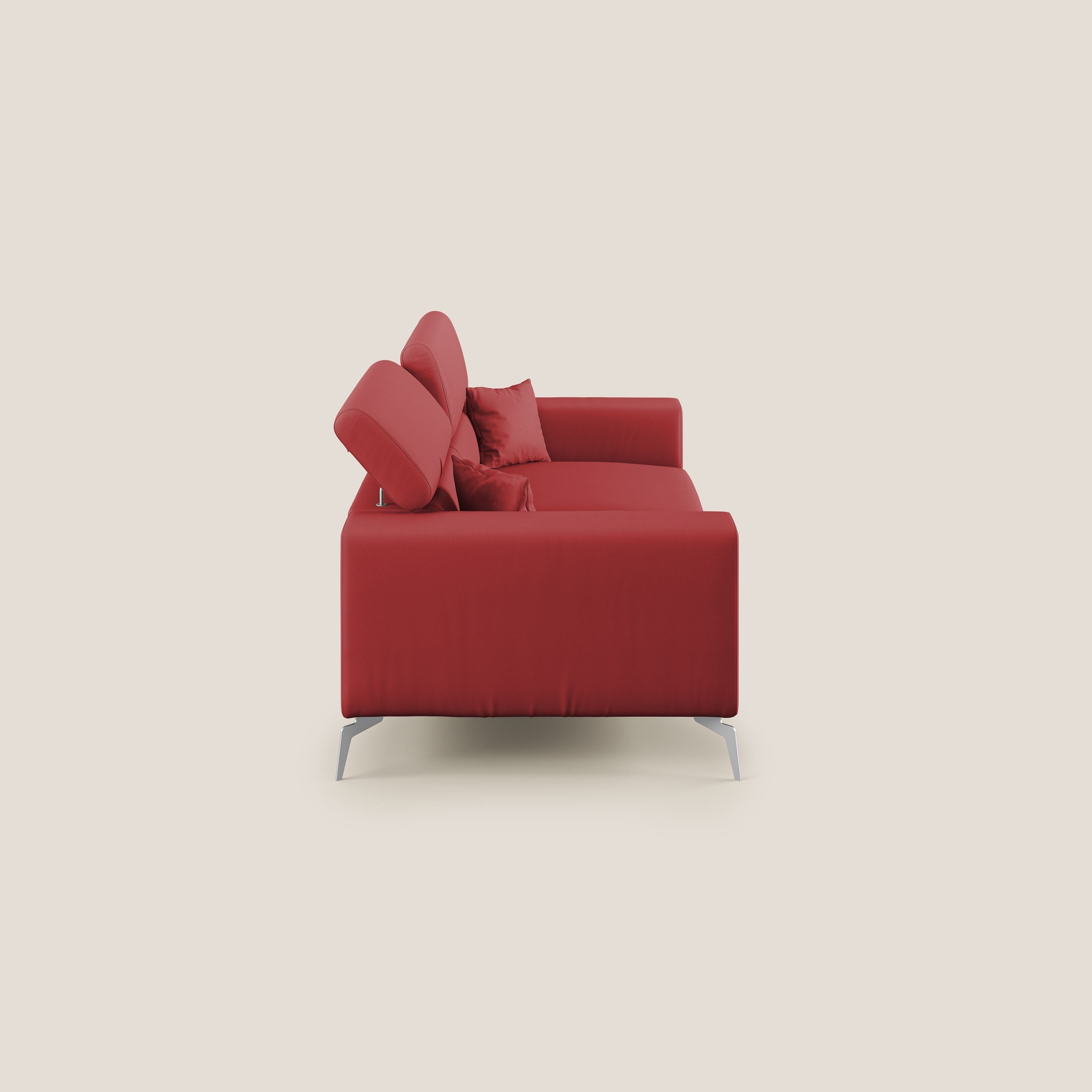 Blade Divano moderno con poggiatesta reclinabili in Ecopelle T04 rosso - divani.store