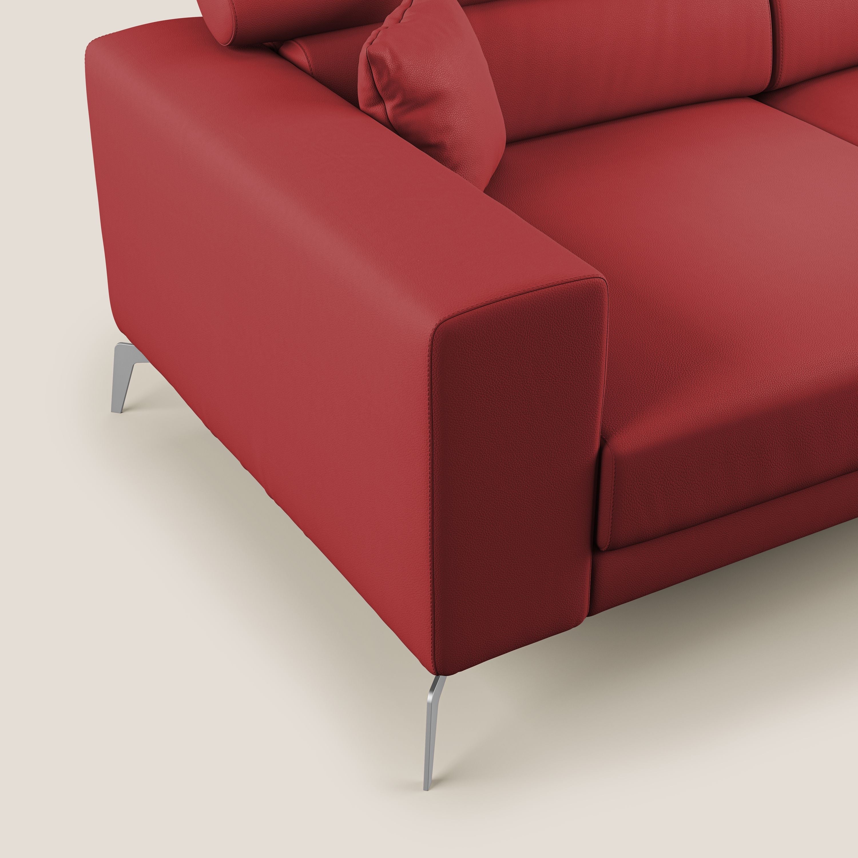 Blade Divano moderno con poggiatesta reclinabili in Ecopelle T04 rosso - divani.store