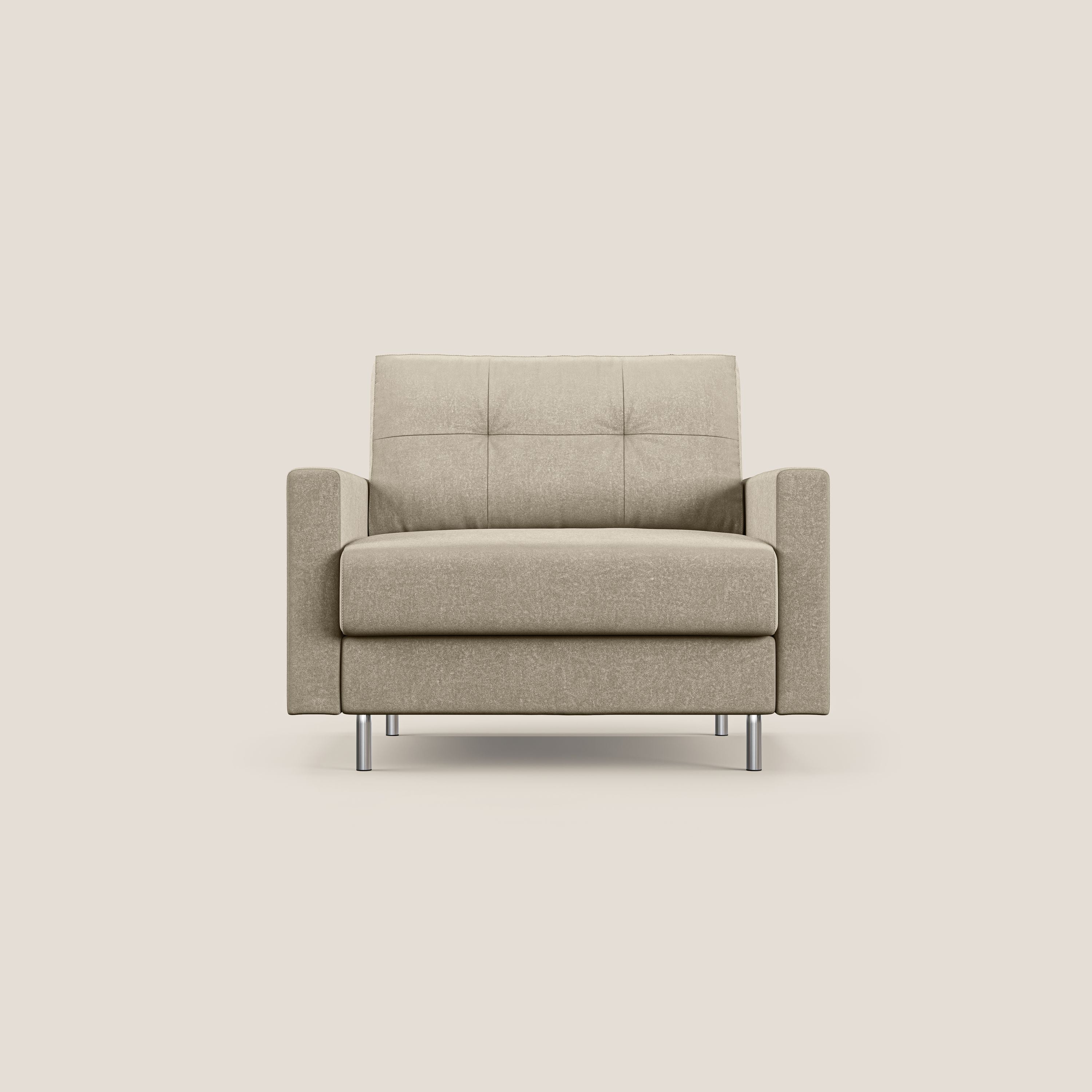 Megan poltrona letto in microfibra smacchiabile T11 tortora - divani.store