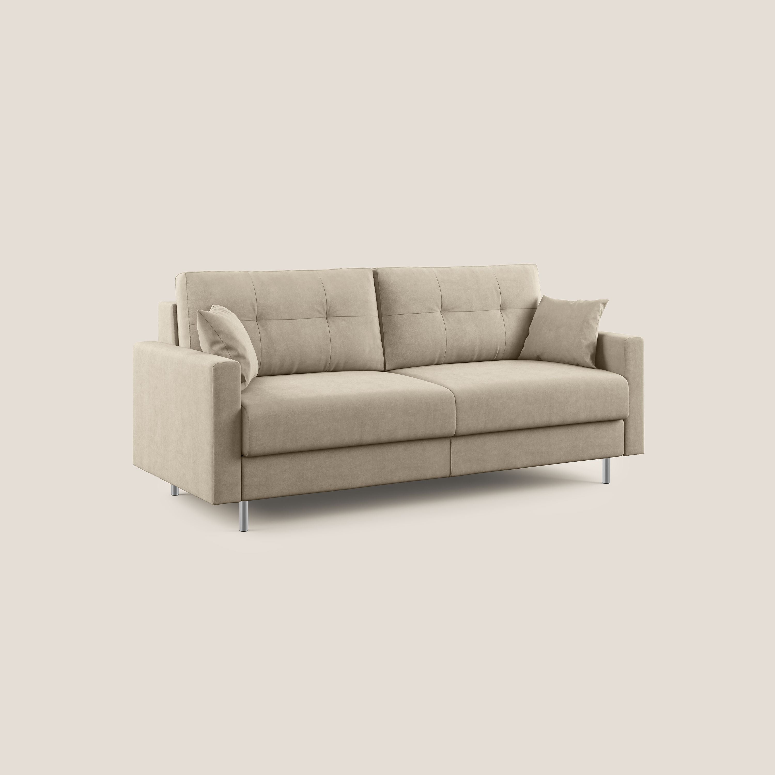 Megan divano letto matrimoniale in microfibra smacchiabile T11 tortora - divani.store