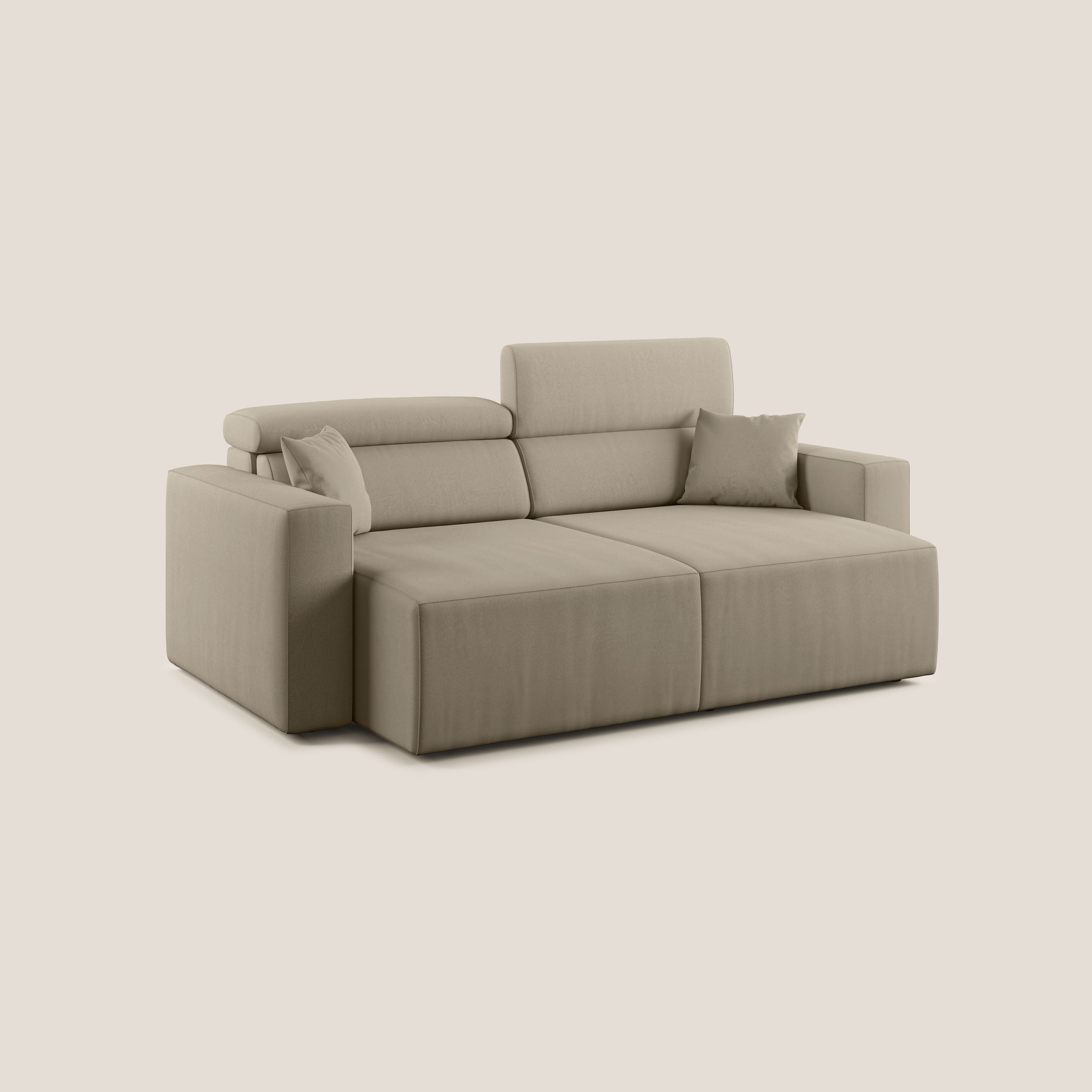 Orwell divano con seduta estraibile in microfibra smacchiabile T11 tortora - divani.store