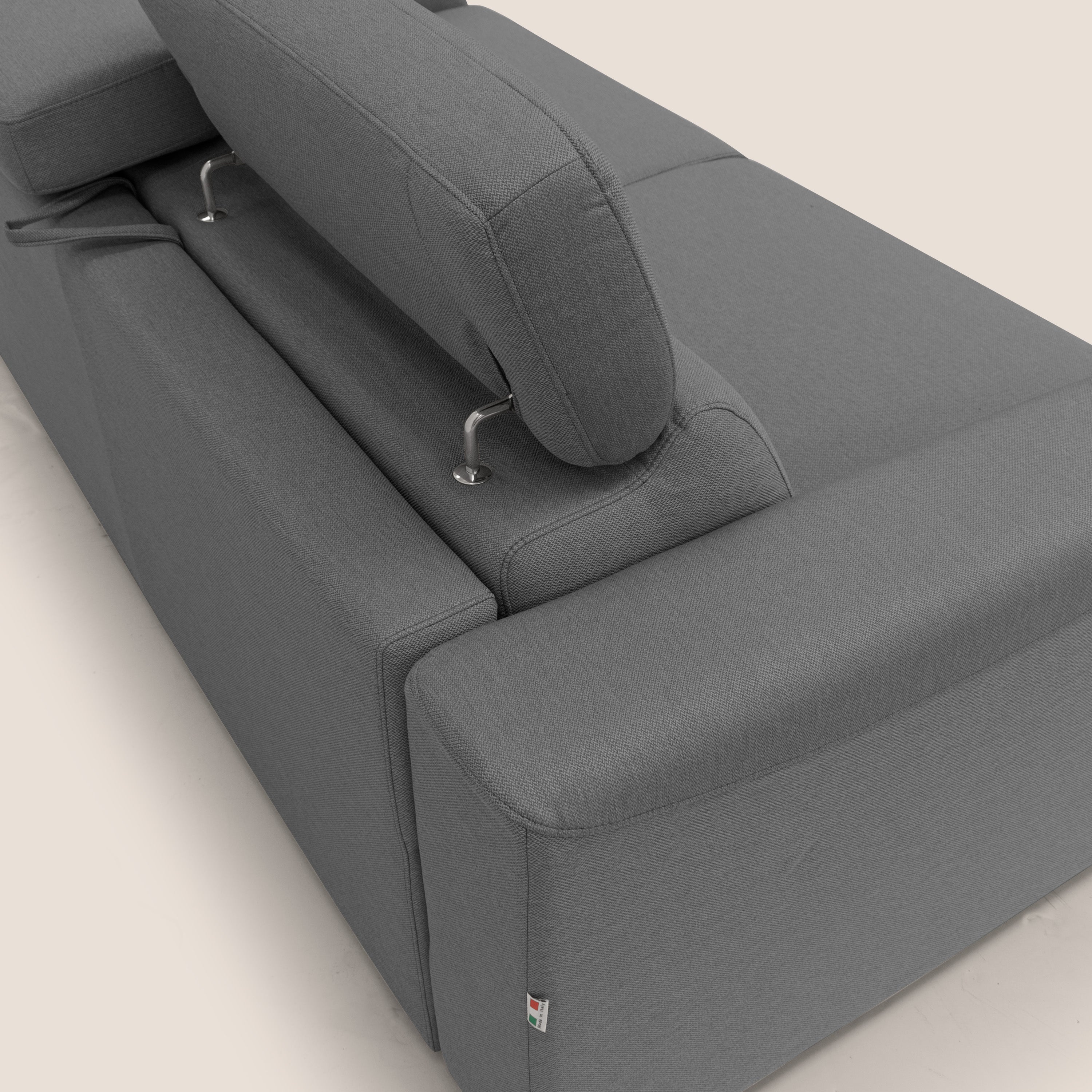 Poseidon canapé lit convertible + RELAX électrique en tissu imperméable détachable T05 anthracite
