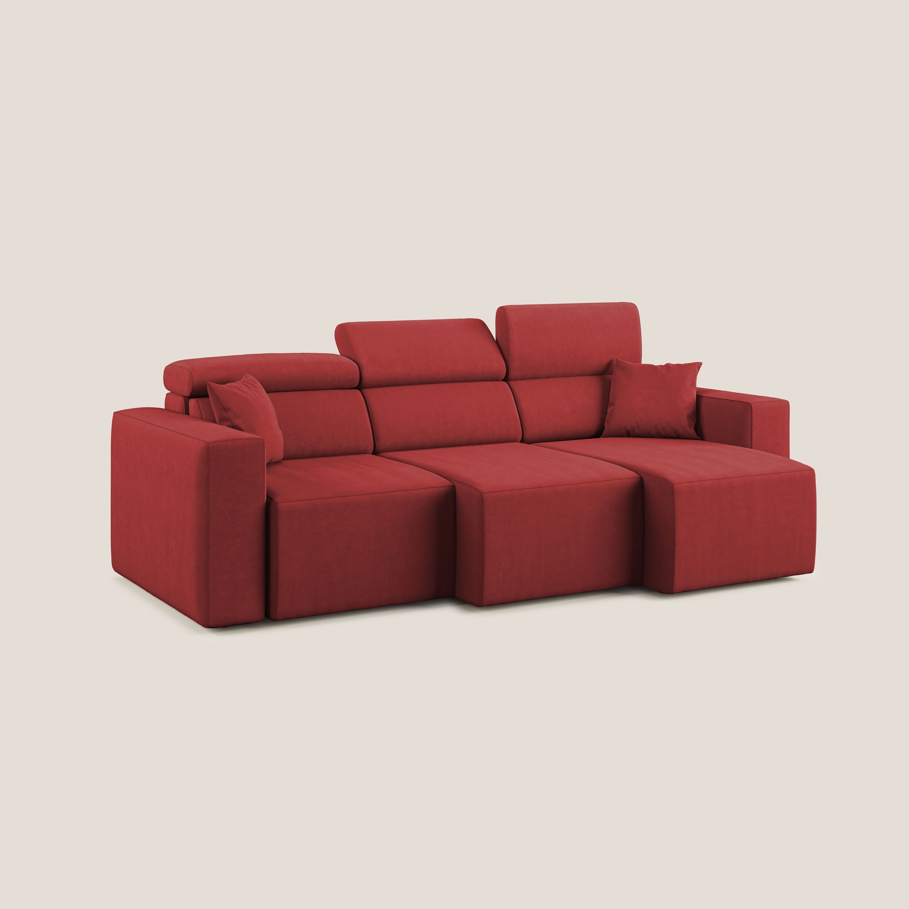 Orwell divano con 3 sedute estraibili in microfibra smacchiabile T11 rosso - divani.store
