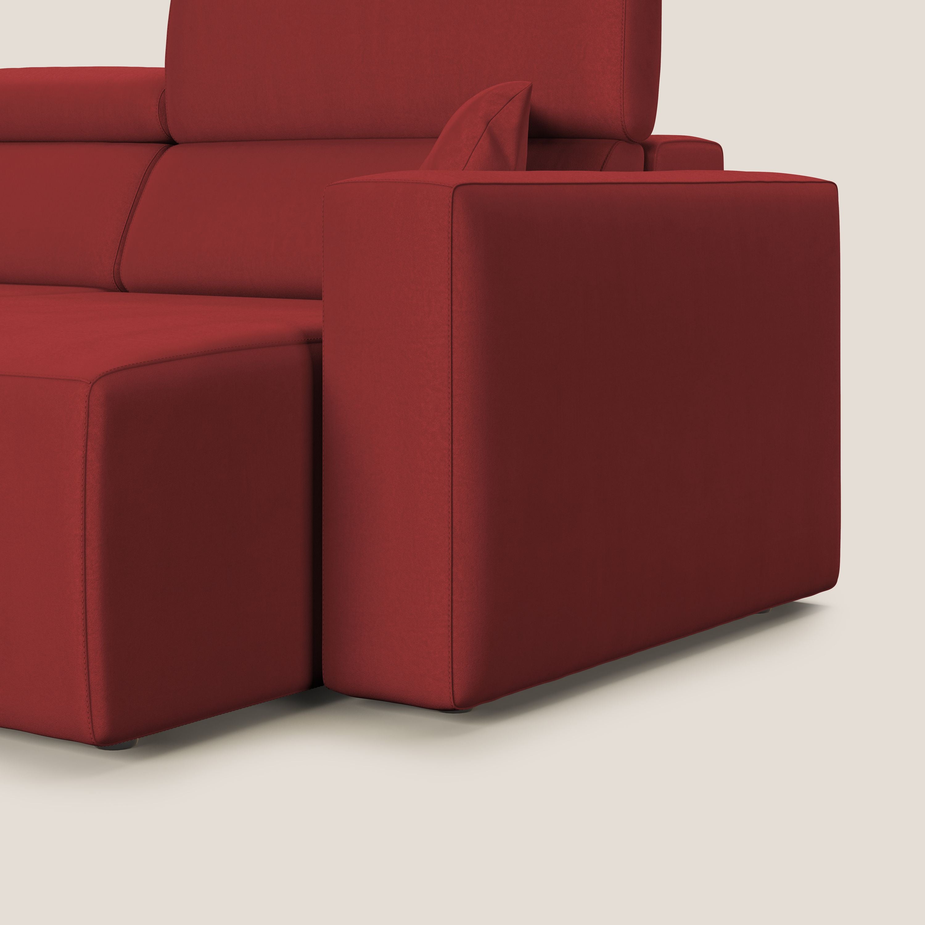 Orwell divano con seduta estraibile in microfibra smacchiabile T11 rosso - divani.store