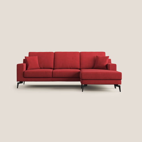 Prestige divano angolare reversibile in microfibra smacchiabile T11 rosso - divani.store