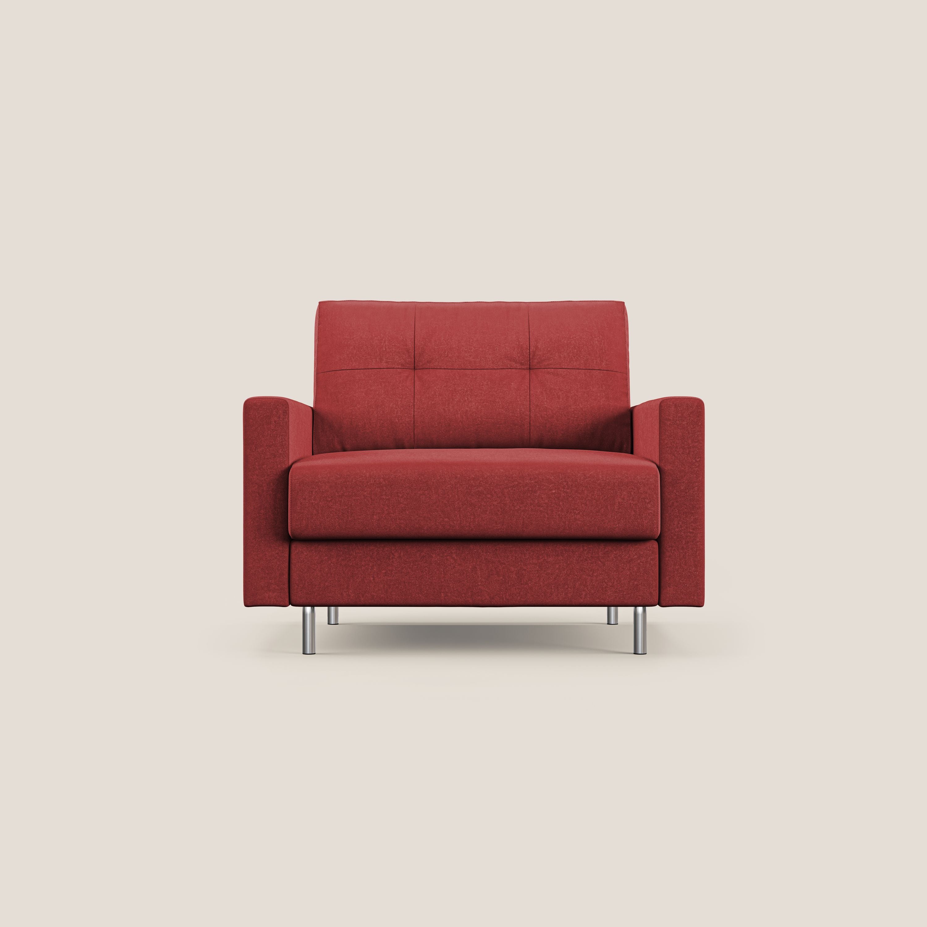Megan poltrona letto in microfibra smacchiabile T11 rosso - divani.store