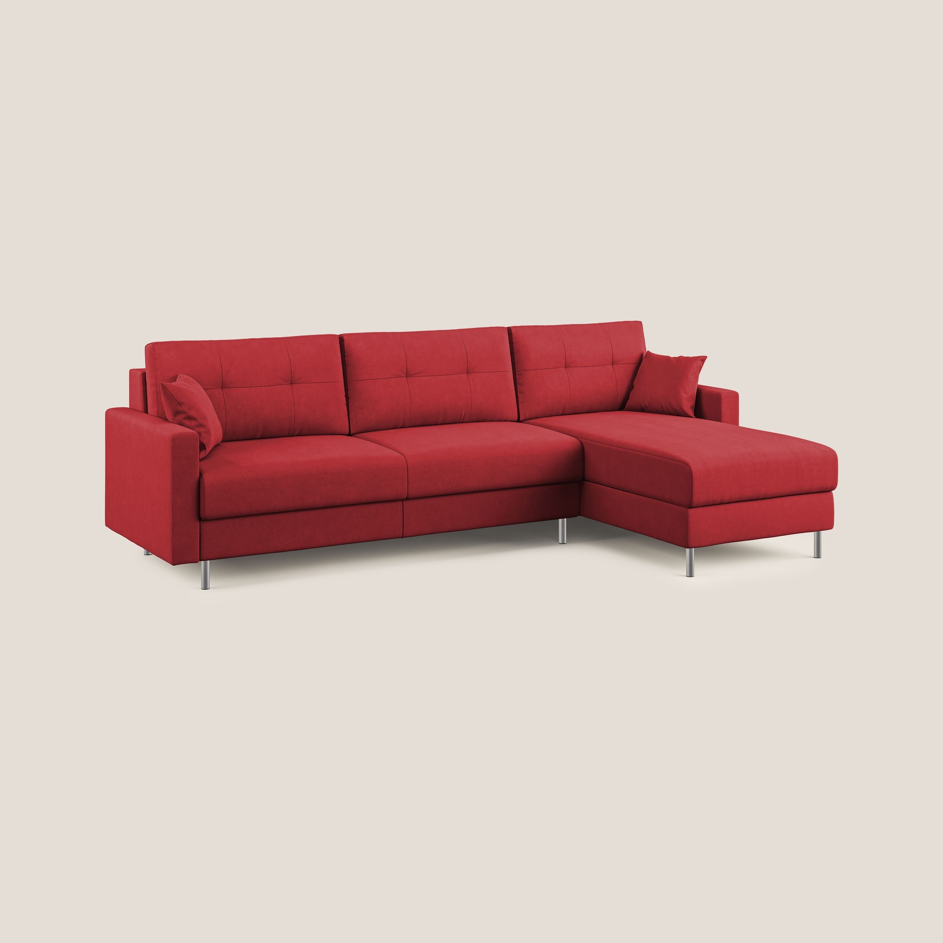 Megan divano letto angolare in microfibra smacchiabile T11 rosso - divani.store