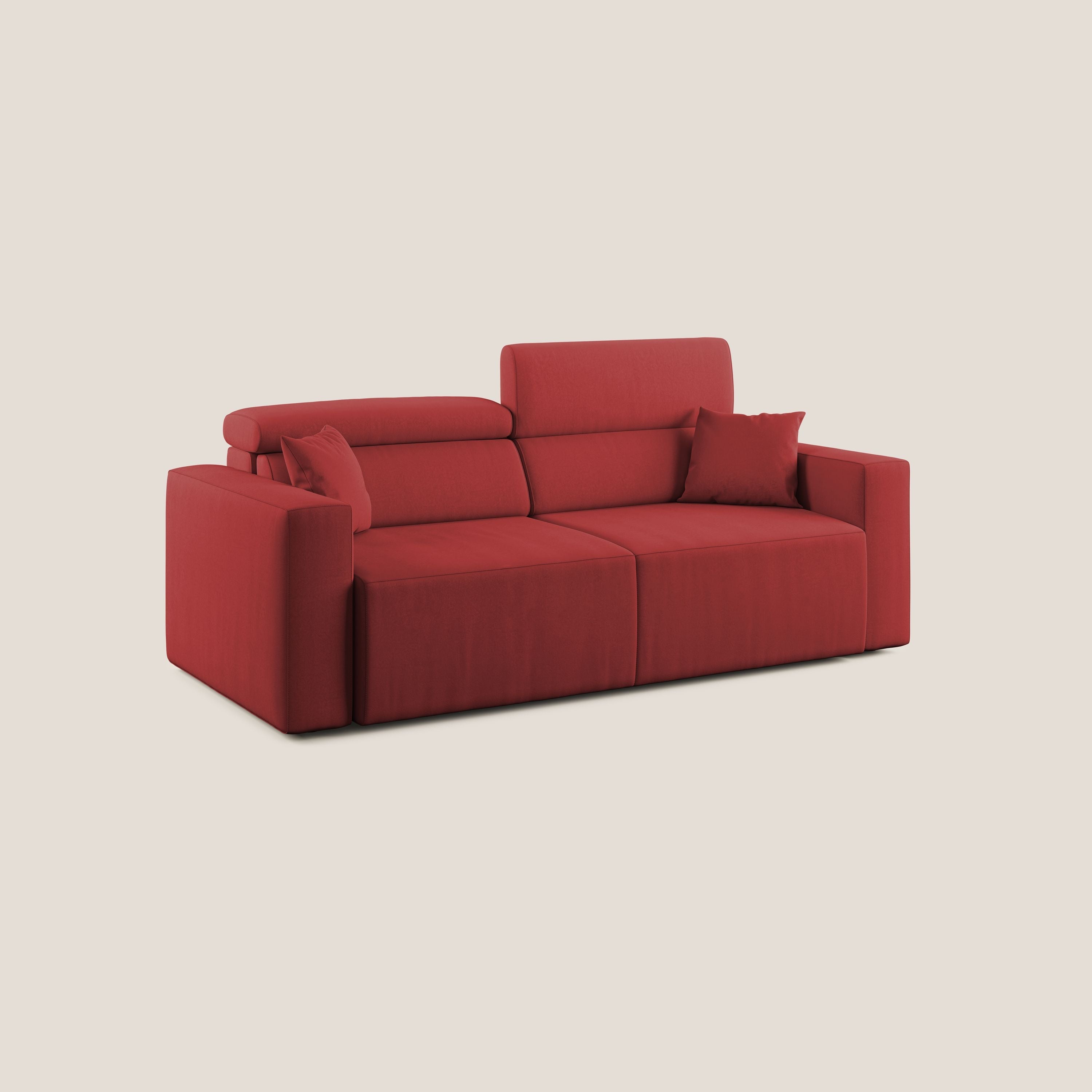 Orwell divano con seduta estraibile in microfibra smacchiabile T11 rosso - divani.store