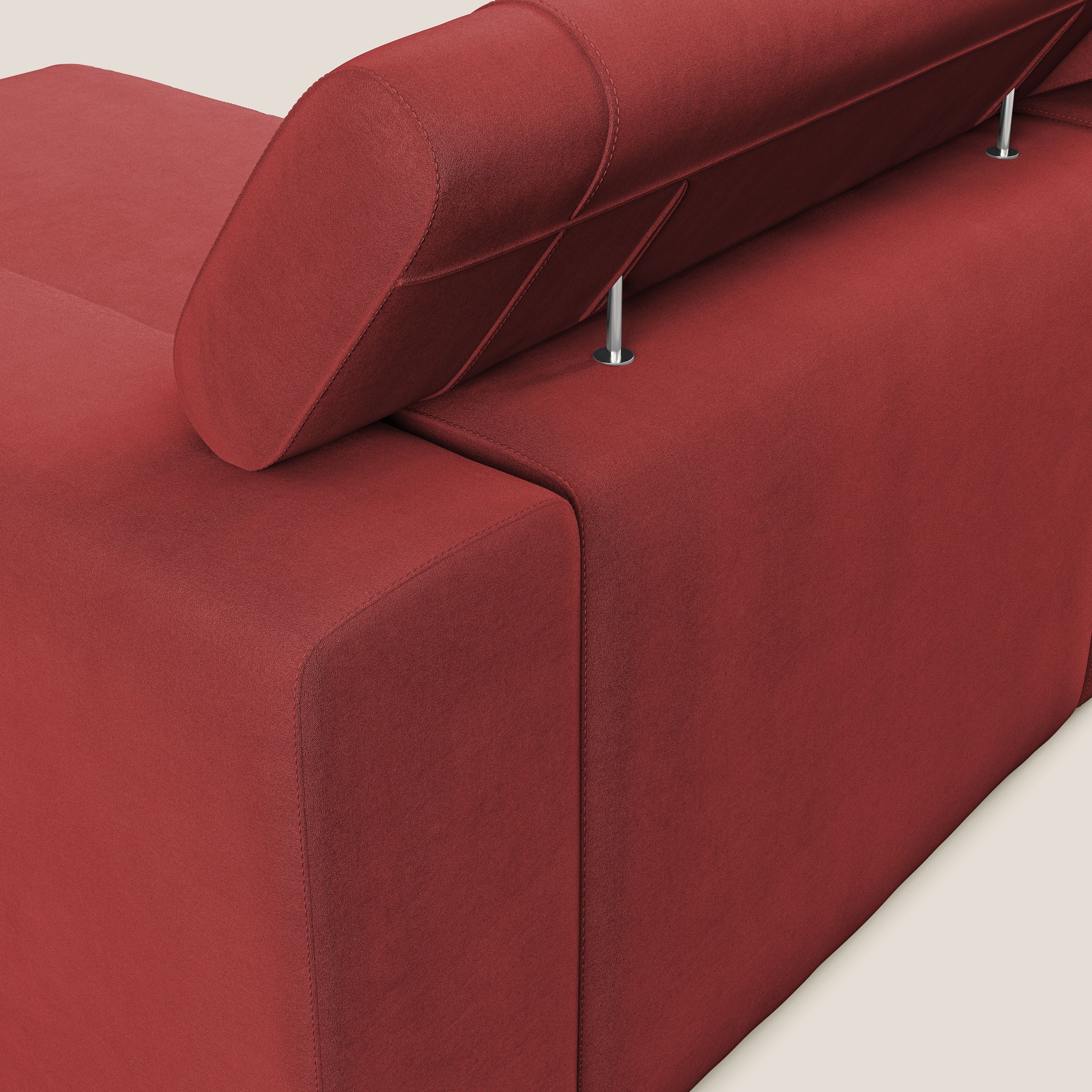 Vegas divano angolare con poggiatesta reclinabili in microfibra impermeabile T11 rosso - divani.store
