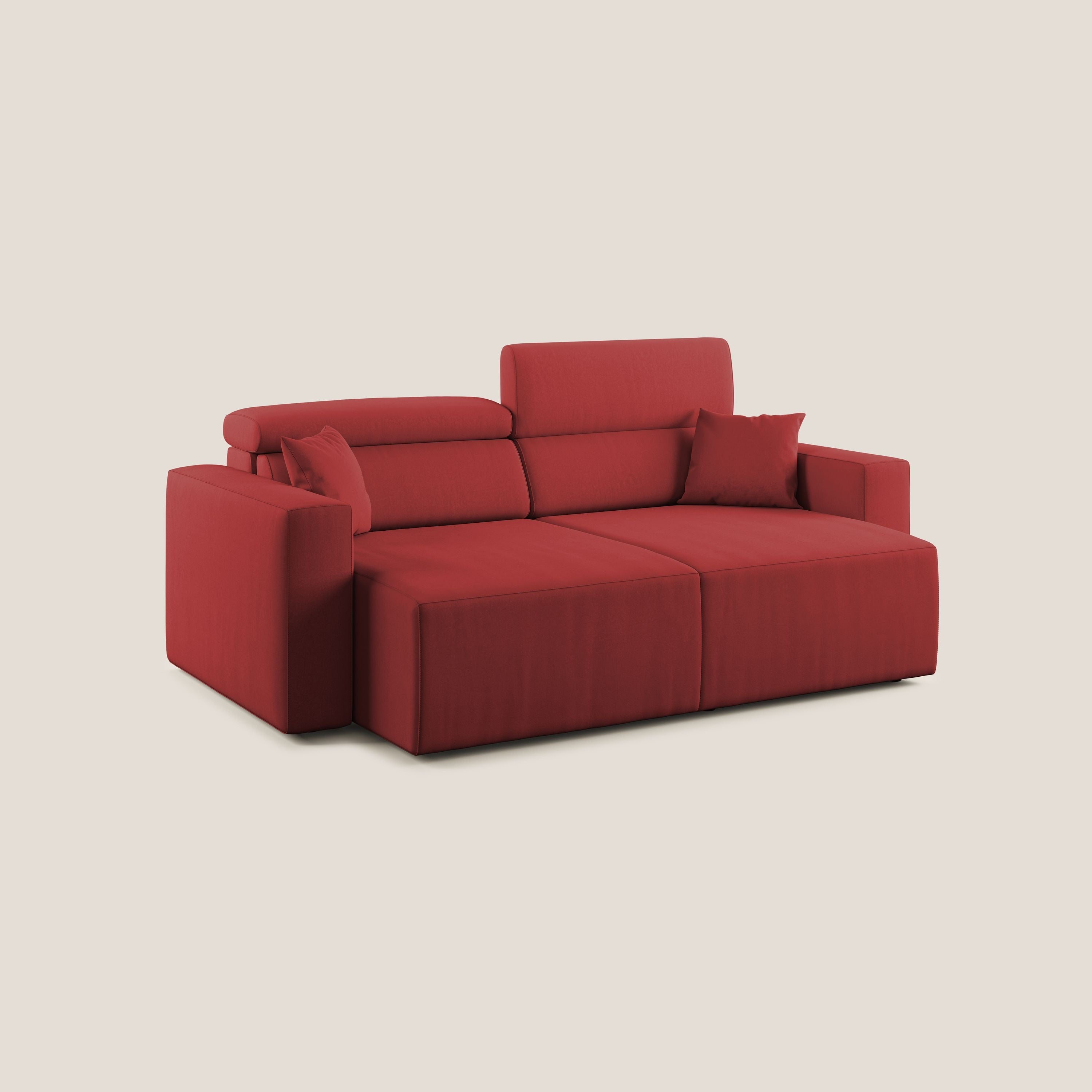 Orwell divano con seduta estraibile in microfibra smacchiabile T11 rosso - divani.store