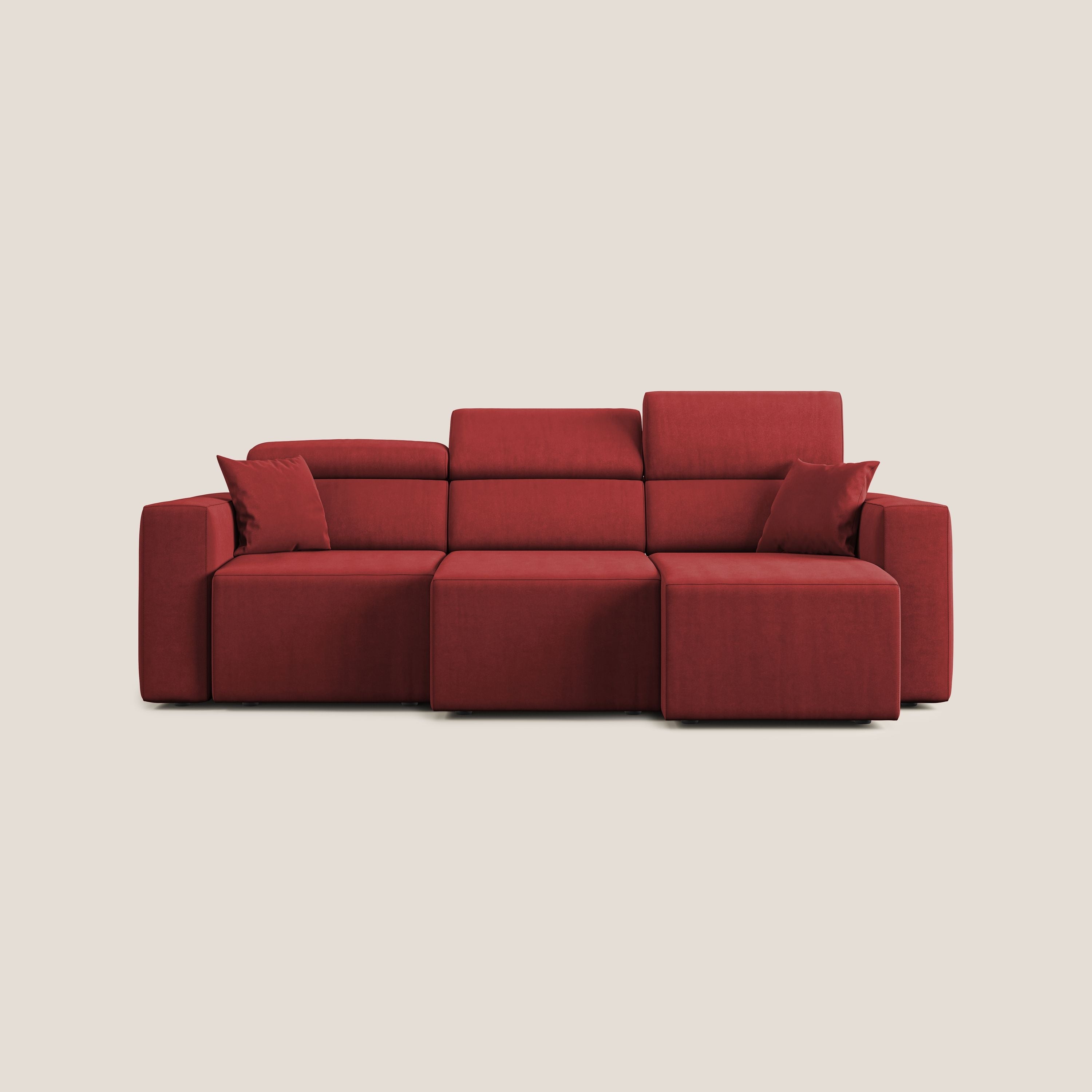 Orwell divano con 3 sedute estraibili in microfibra smacchiabile T11 rosso - divani.store
