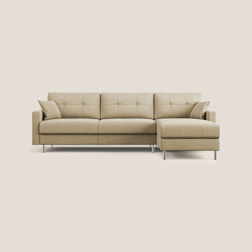 Megan divano letto angolare in microfibra smacchiabile T11 beige - divani.store