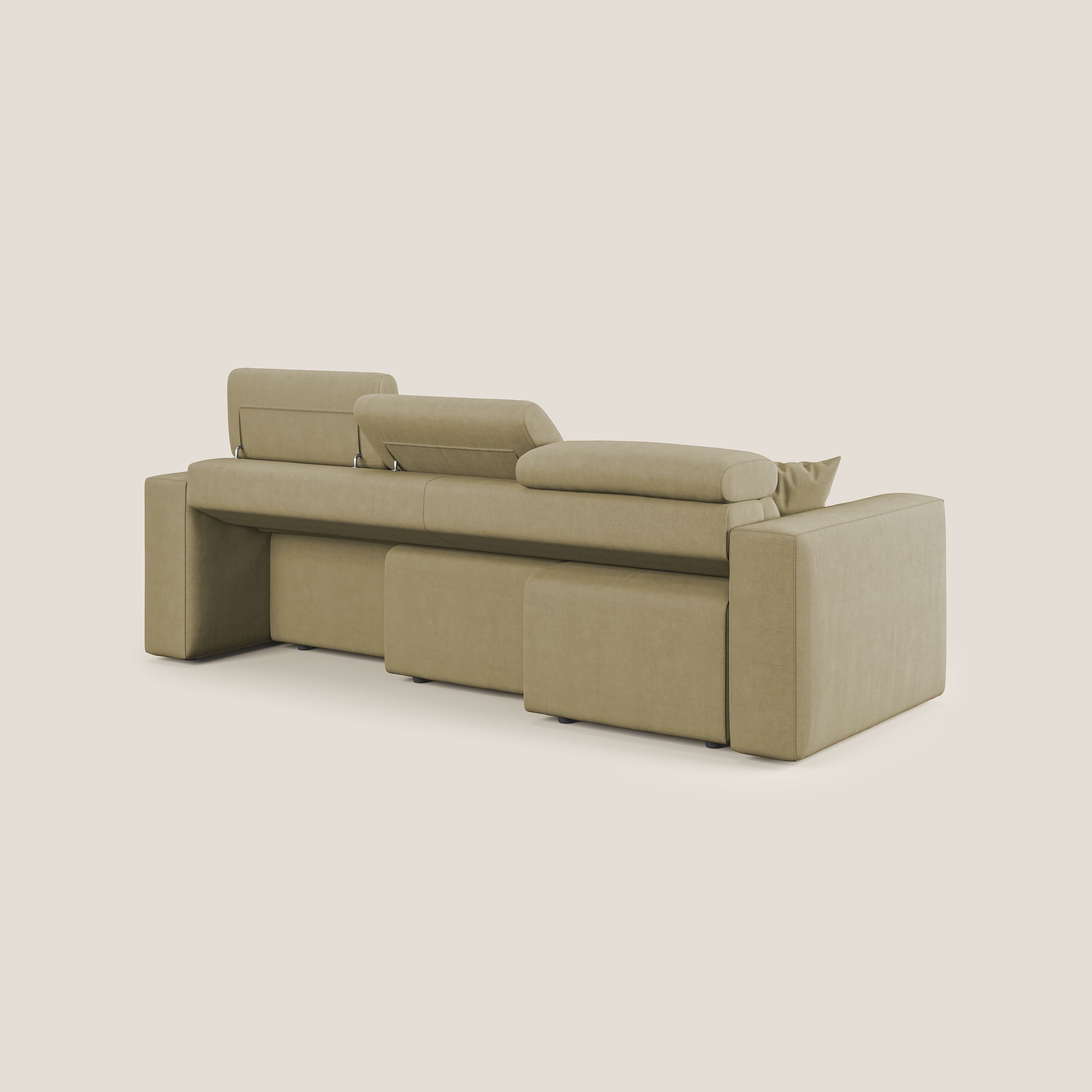 Orwell divano con 3 sedute estraibili in microfibra smacchiabile T11 beige - divani.store