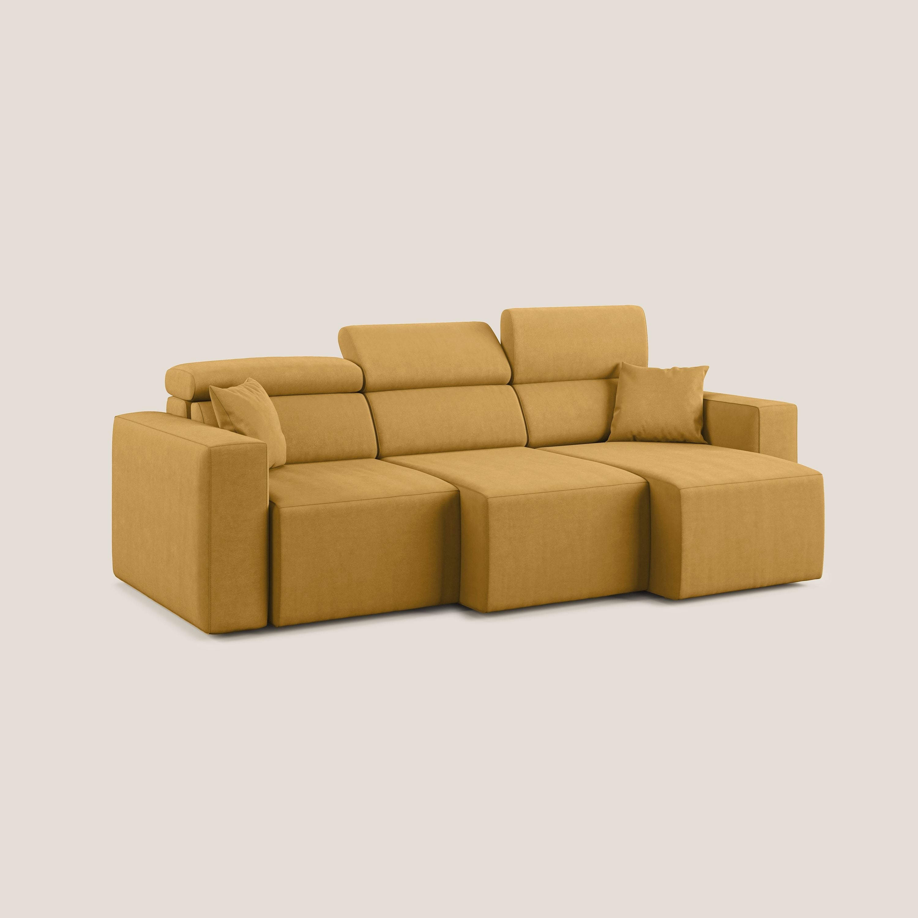 Orwell divano con 3 sedute estraibili in microfibra smacchiabile T11 giallo - divani.store