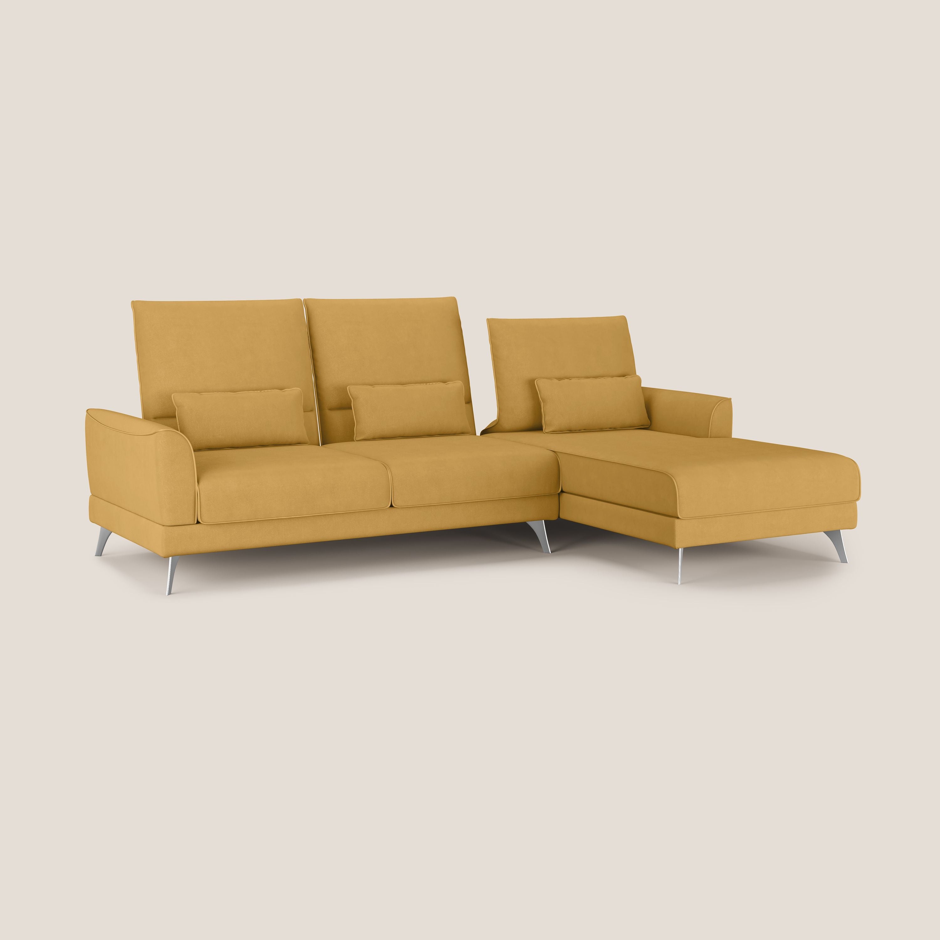 Tommy Divano angolare con relax e schienali traslanti in microfibra smacchiabile T11 giallo - divani.store