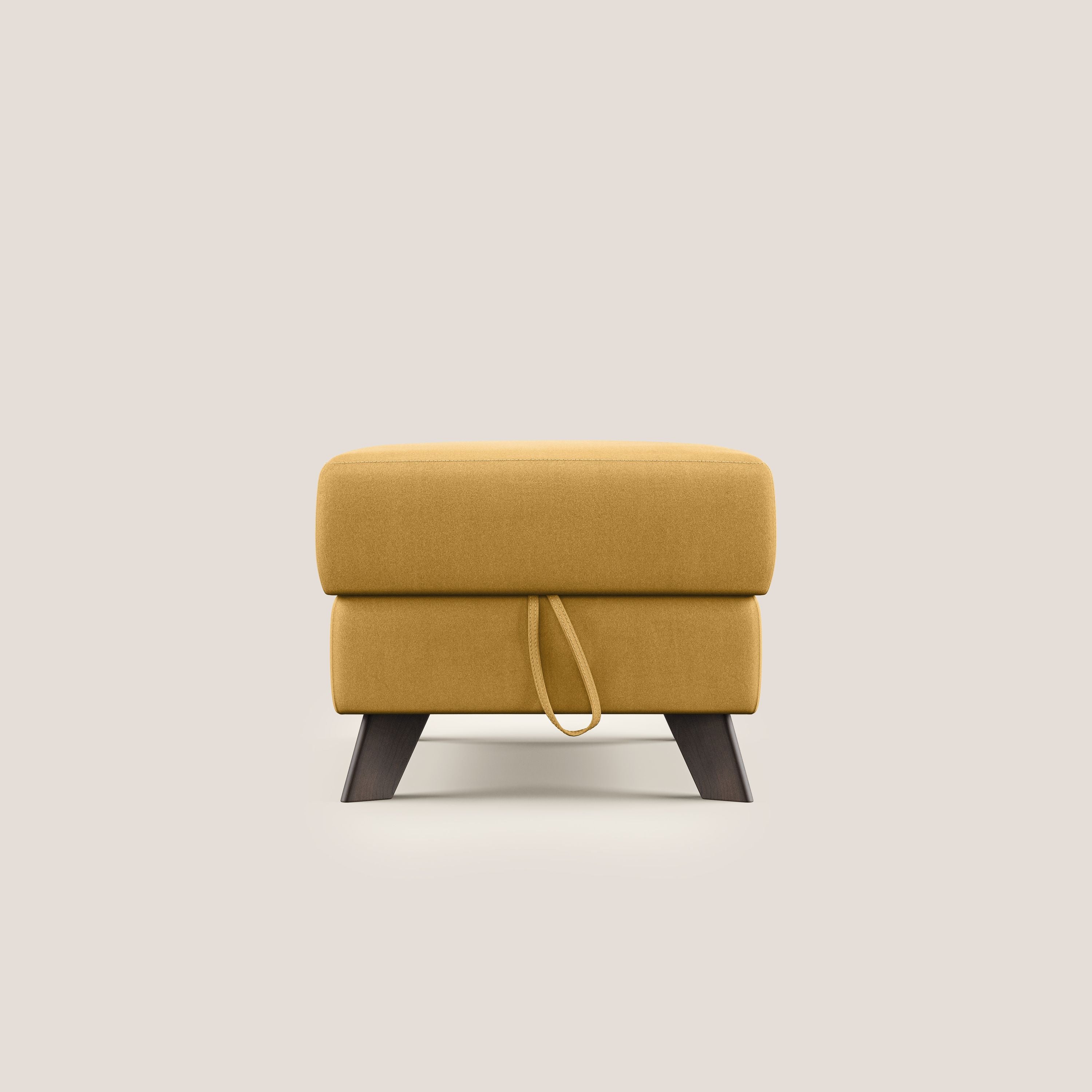 Moon Pouf contenitore e piedini alti in microfibra impermeabile T11 giallo - divani.store