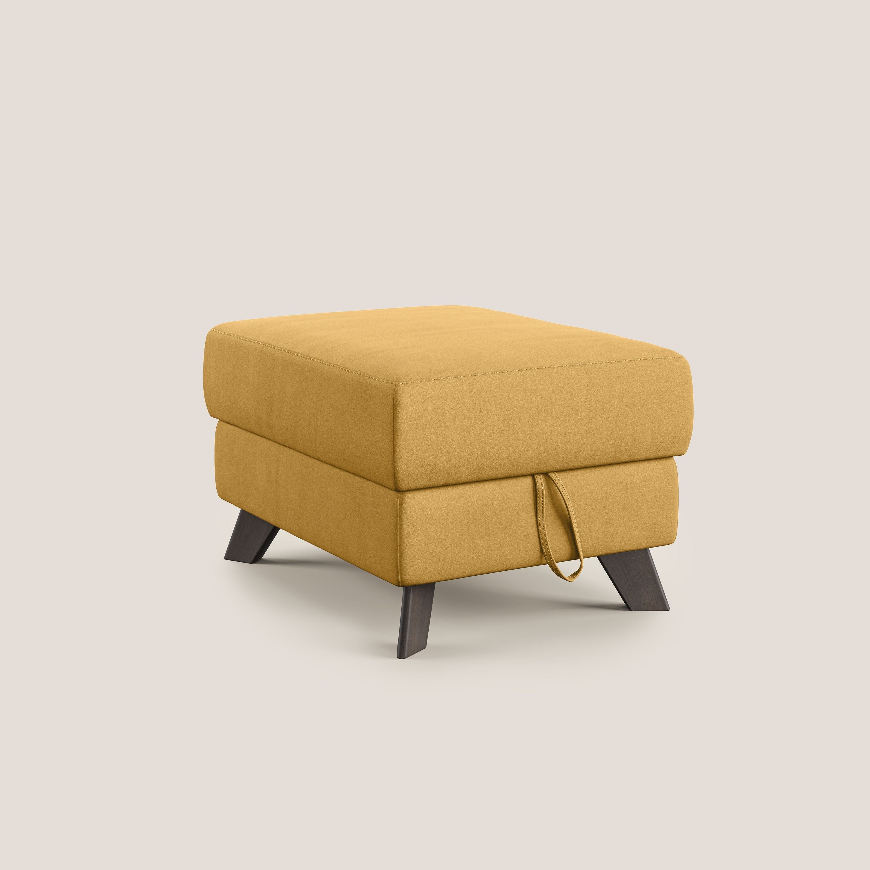 Moon Pouf contenitore e piedini alti in microfibra impermeabile T11 giallo - divani.store