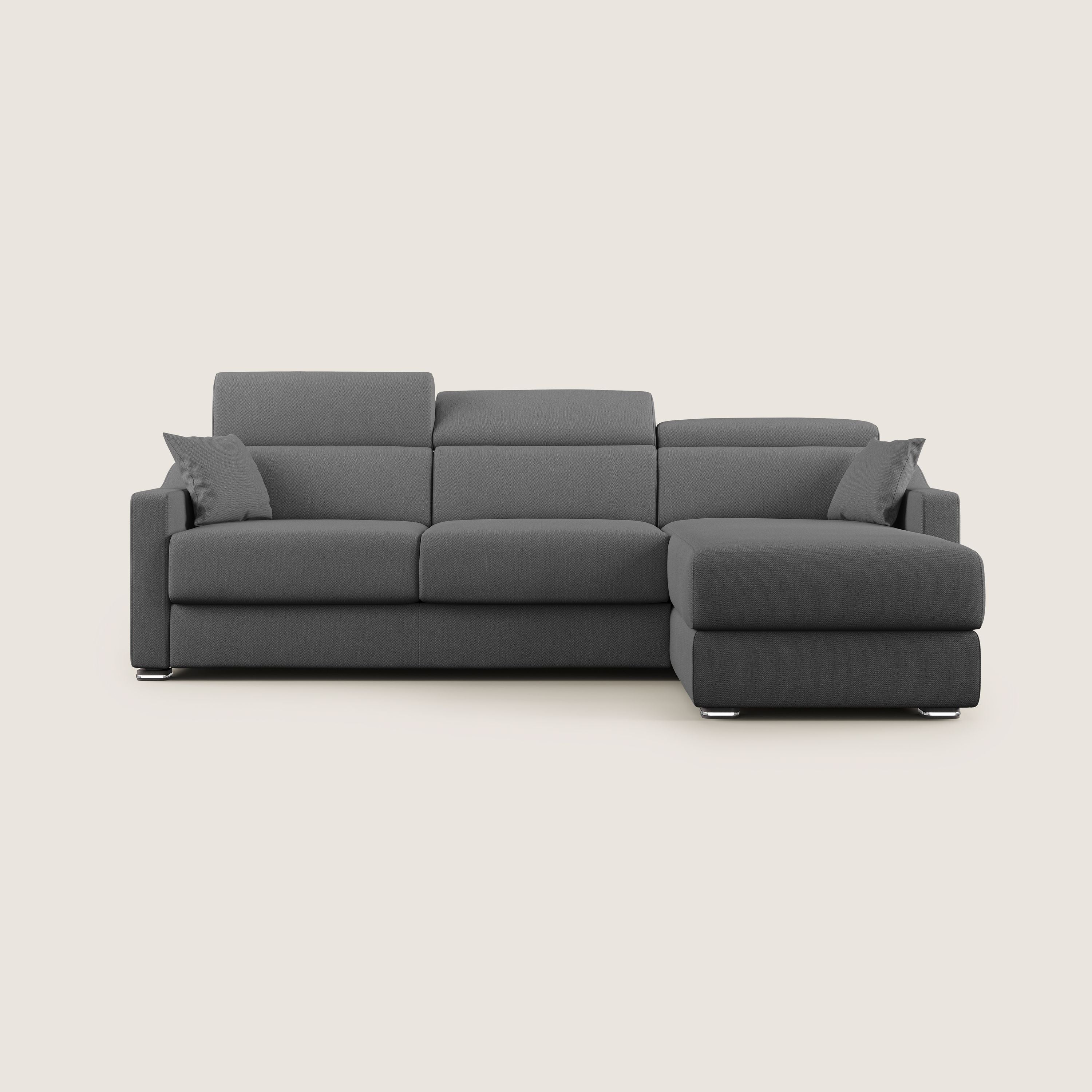 Amber divano letto angolare in tessuto smacchiabile T05 antracite - divani.store