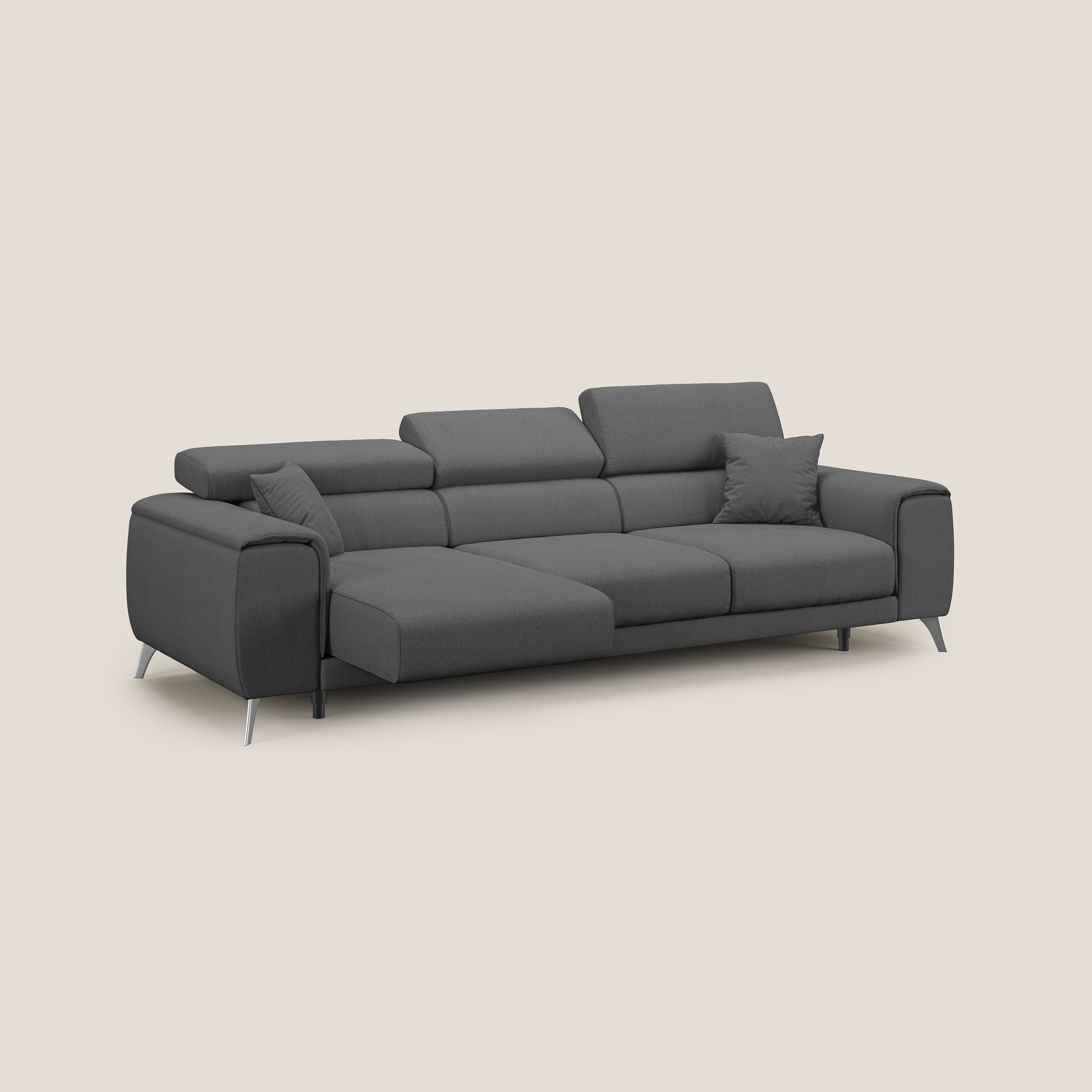 Fusion divano con 3 sedute allungabili in tessuto smacchiabile T05 antracite - divani.store