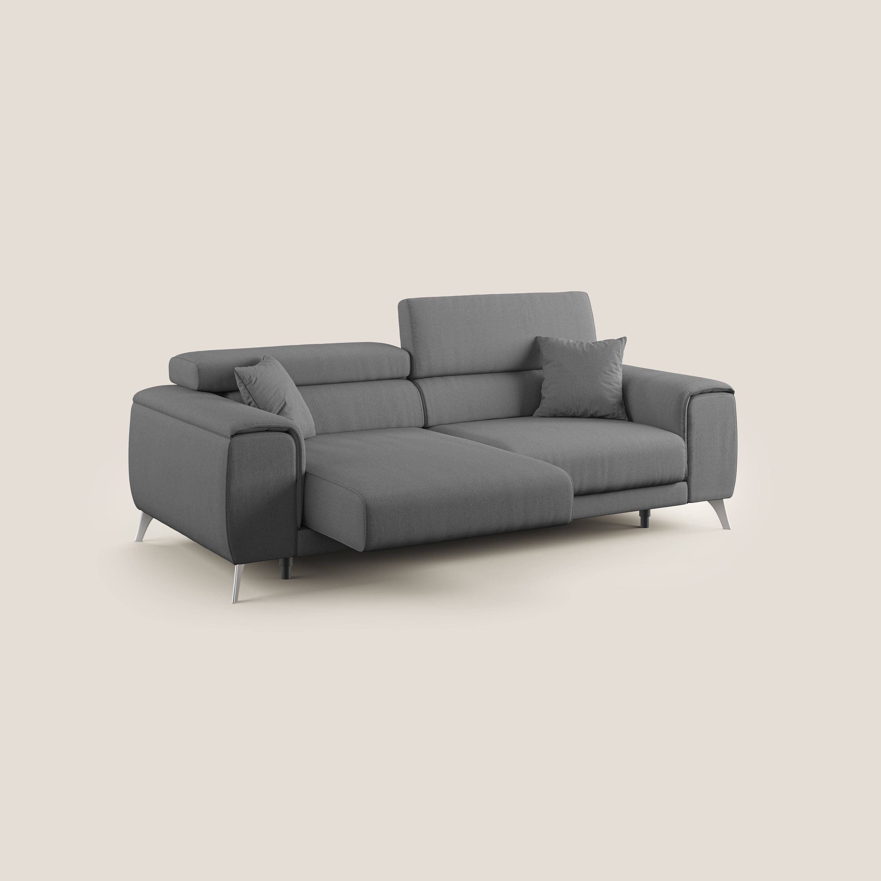 Fusion divano con sedute allungabili in tessuto smacchiabile T05 antracite - divani.store
