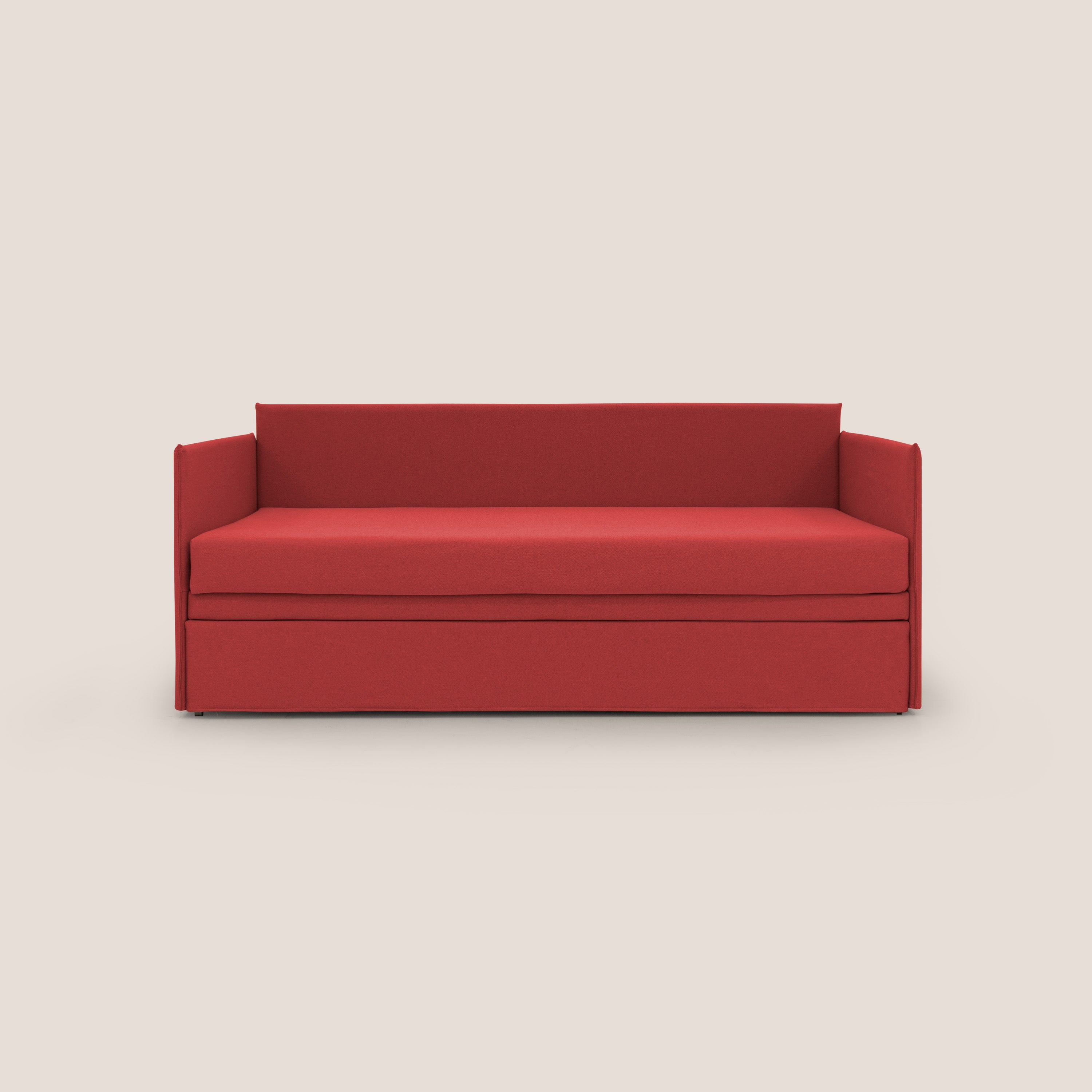 Brenta Divano duplex con doppio letto in tessuto simil cotone impermeabile T13 rosso - divani.store