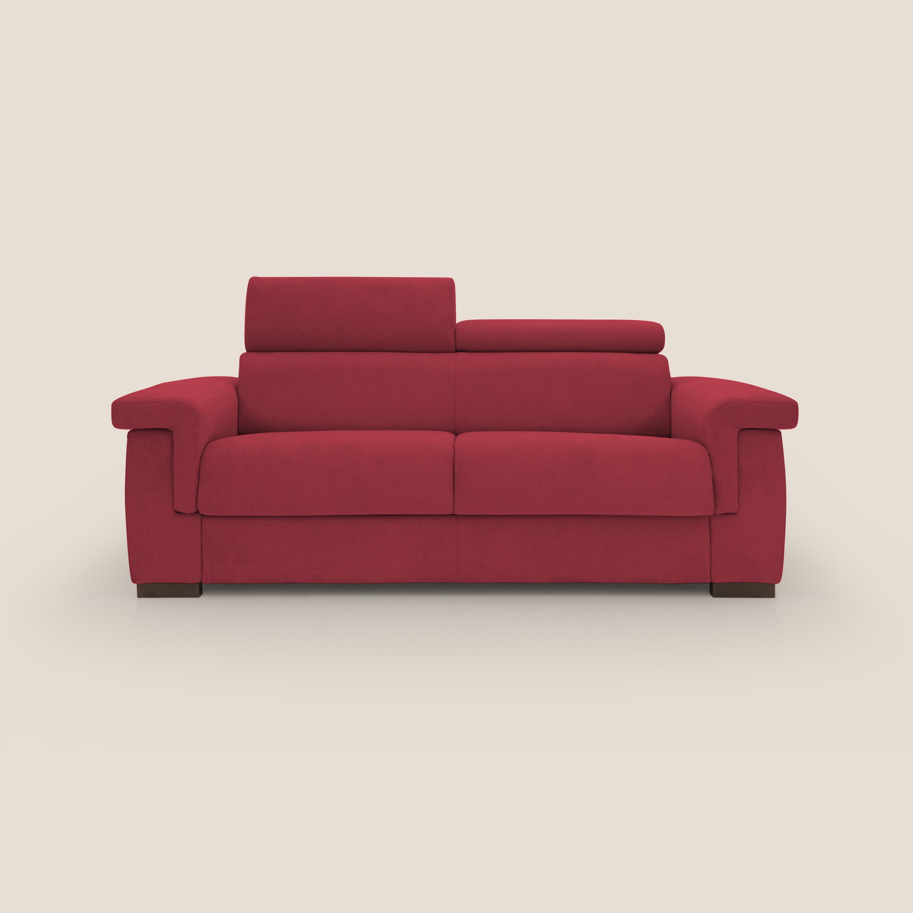 Bjorn divano letto sfoderabile con materasso H18 cm e poggiatesta reclinabili in tessuto impermeabile T02 rosso - divani.store