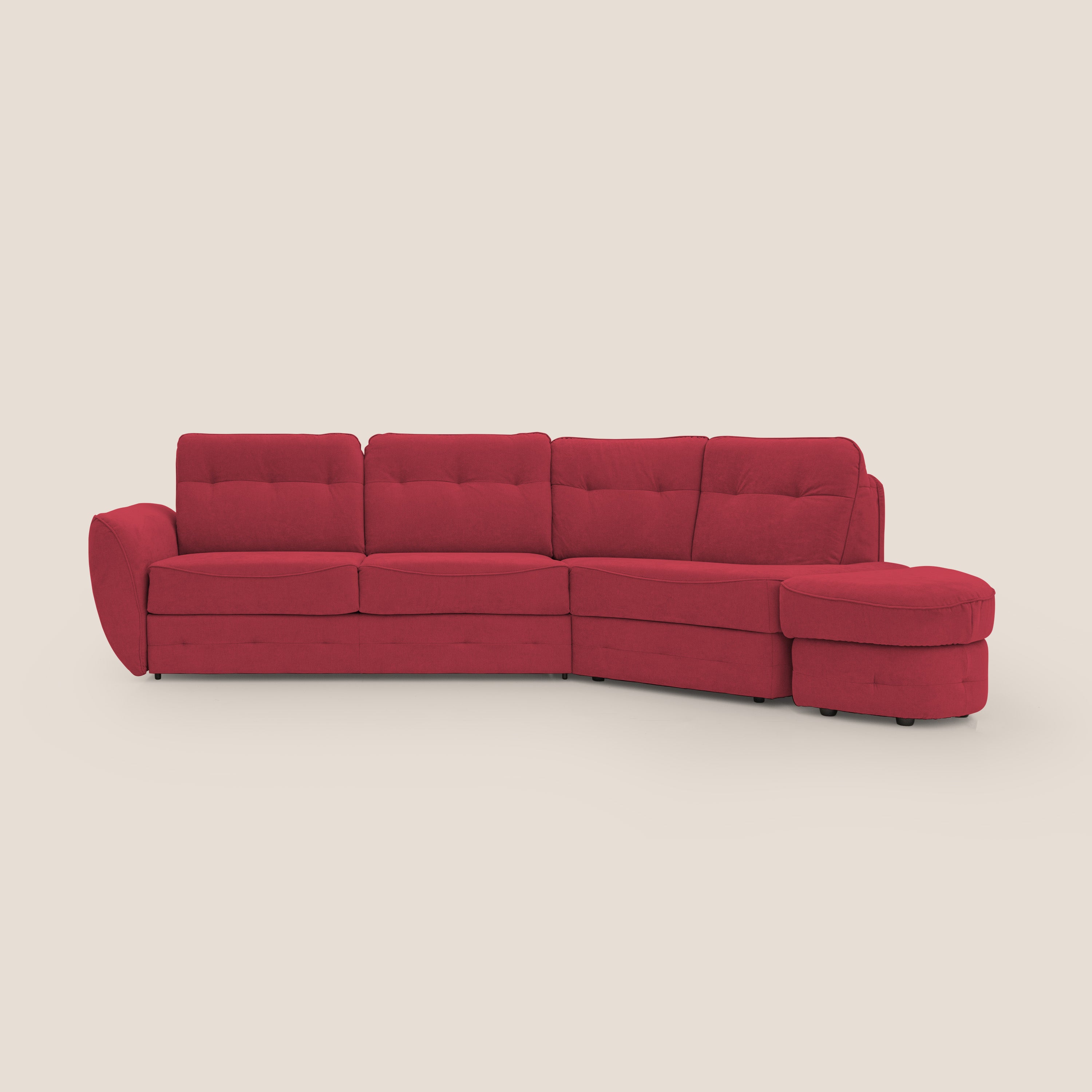 Zeus divano letto angolare con materasso H18 cm pouf mobile in tessuto impermeabile T02 - divani.store