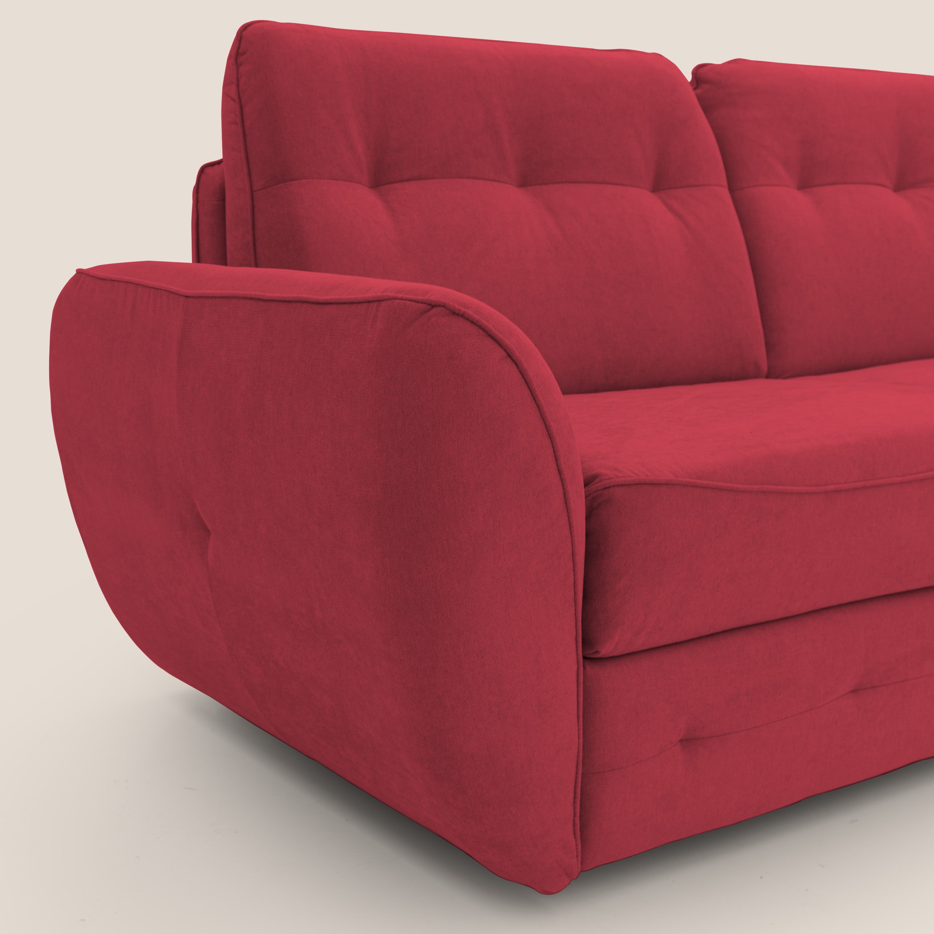 Zeus divano letto angolare con materasso H18 cm pouf mobile in tessuto impermeabile T02 - divani.store