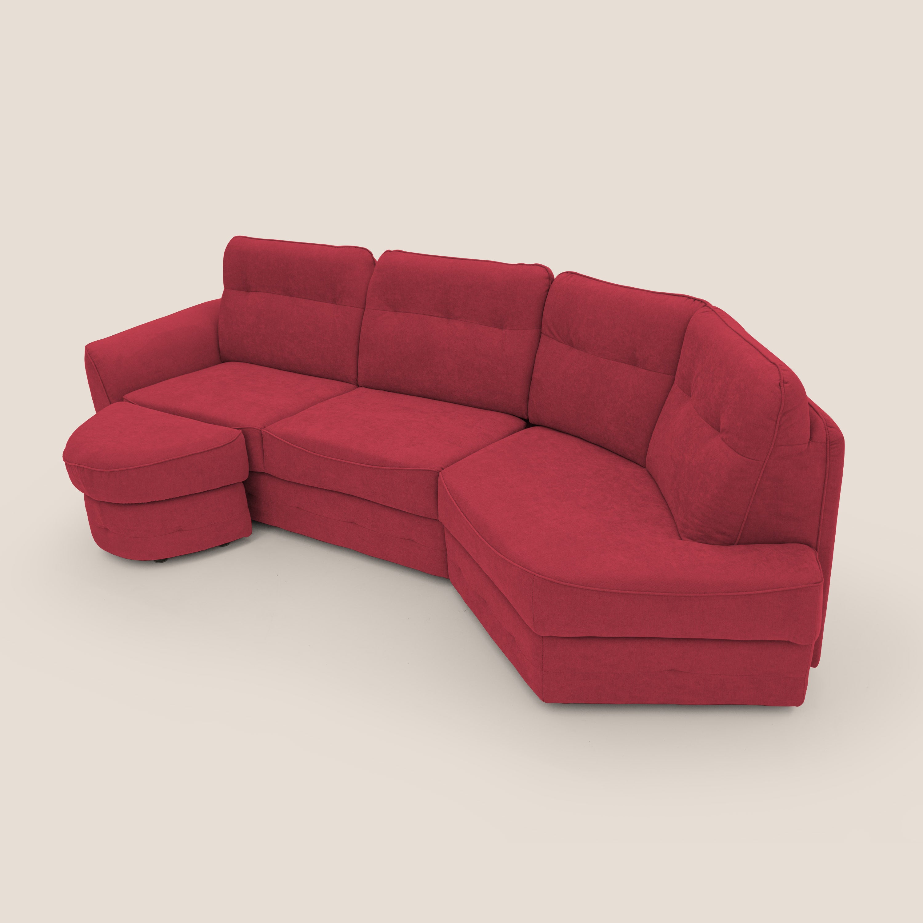 Zeus divano letto angolare con materasso H18 cm pouf mobile in tessuto impermeabile T02 - divani.store