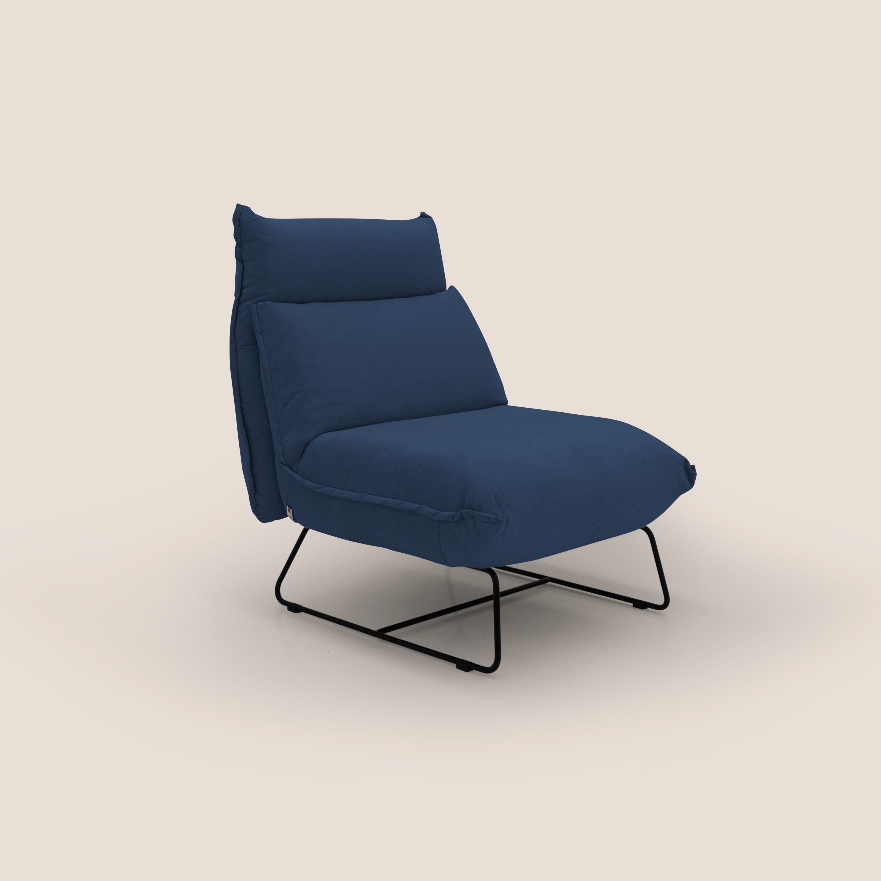 Tessa Poltroncina dal design moderno in morbida microfibra smacchiabile T11 blu - divani.store