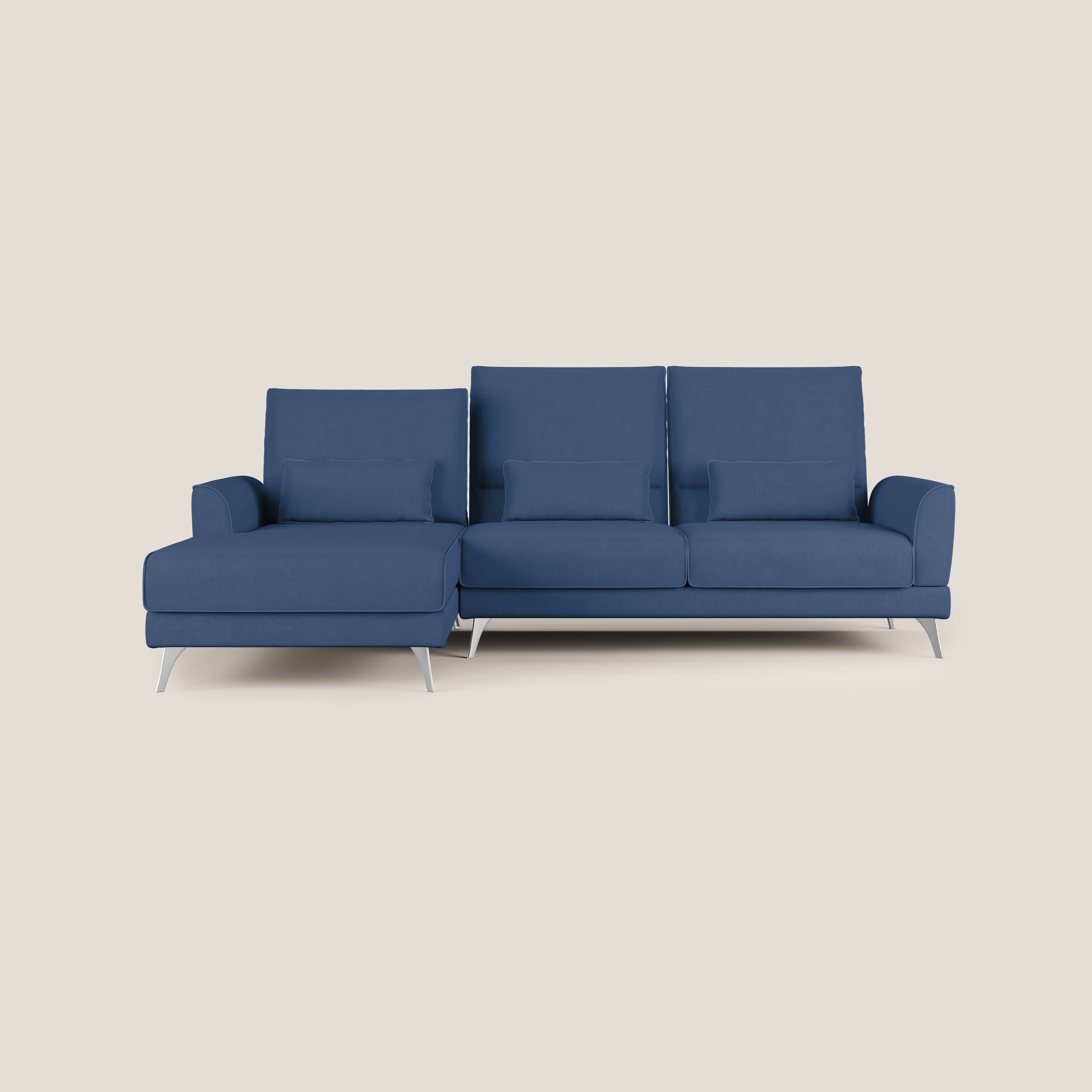 Tommy Divano angolare con relax e schienali traslanti in microfibra smacchiabile T11 blu - divani.store