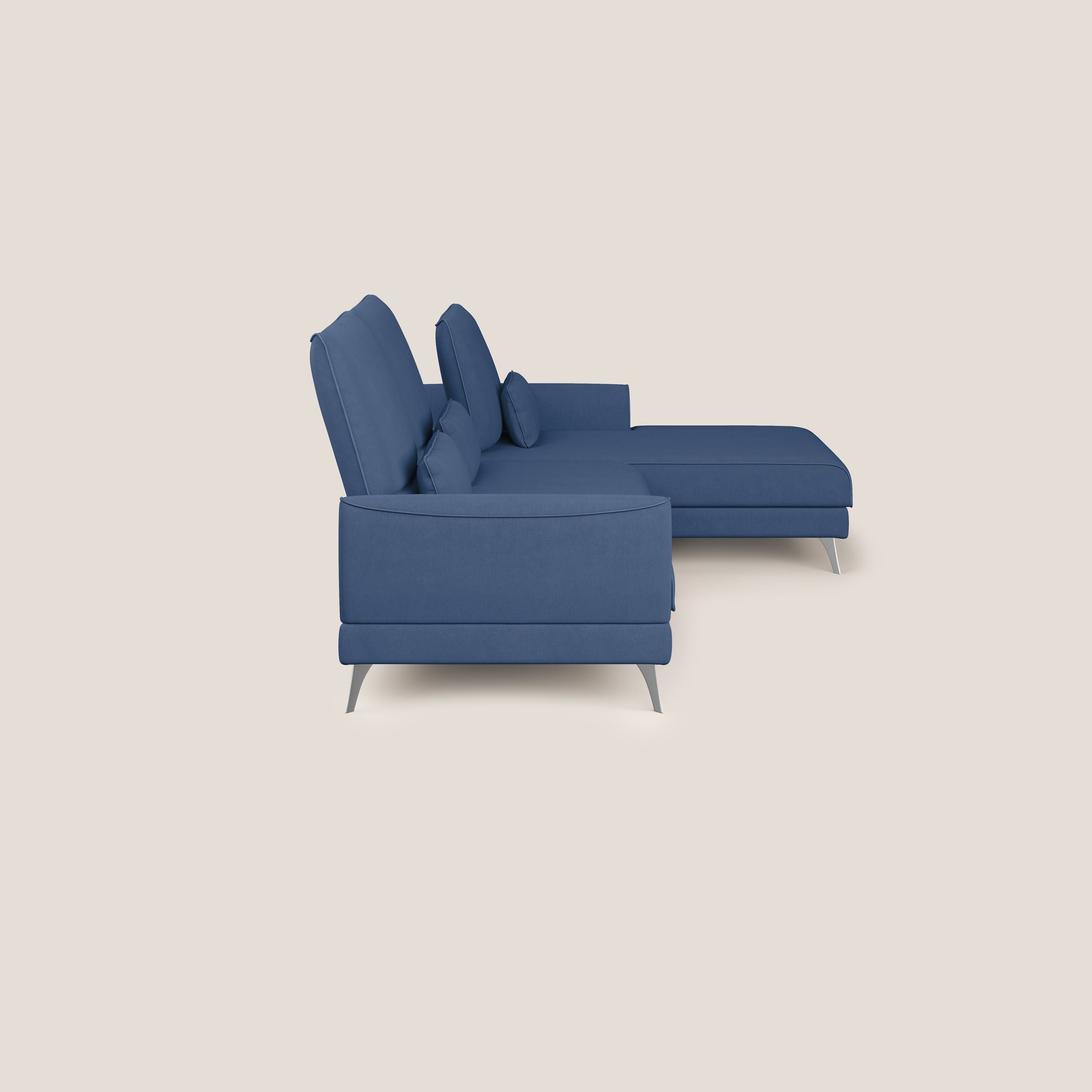Tommy Divano angolare con relax e schienali traslanti in microfibra smacchiabile T11 blu - divani.store