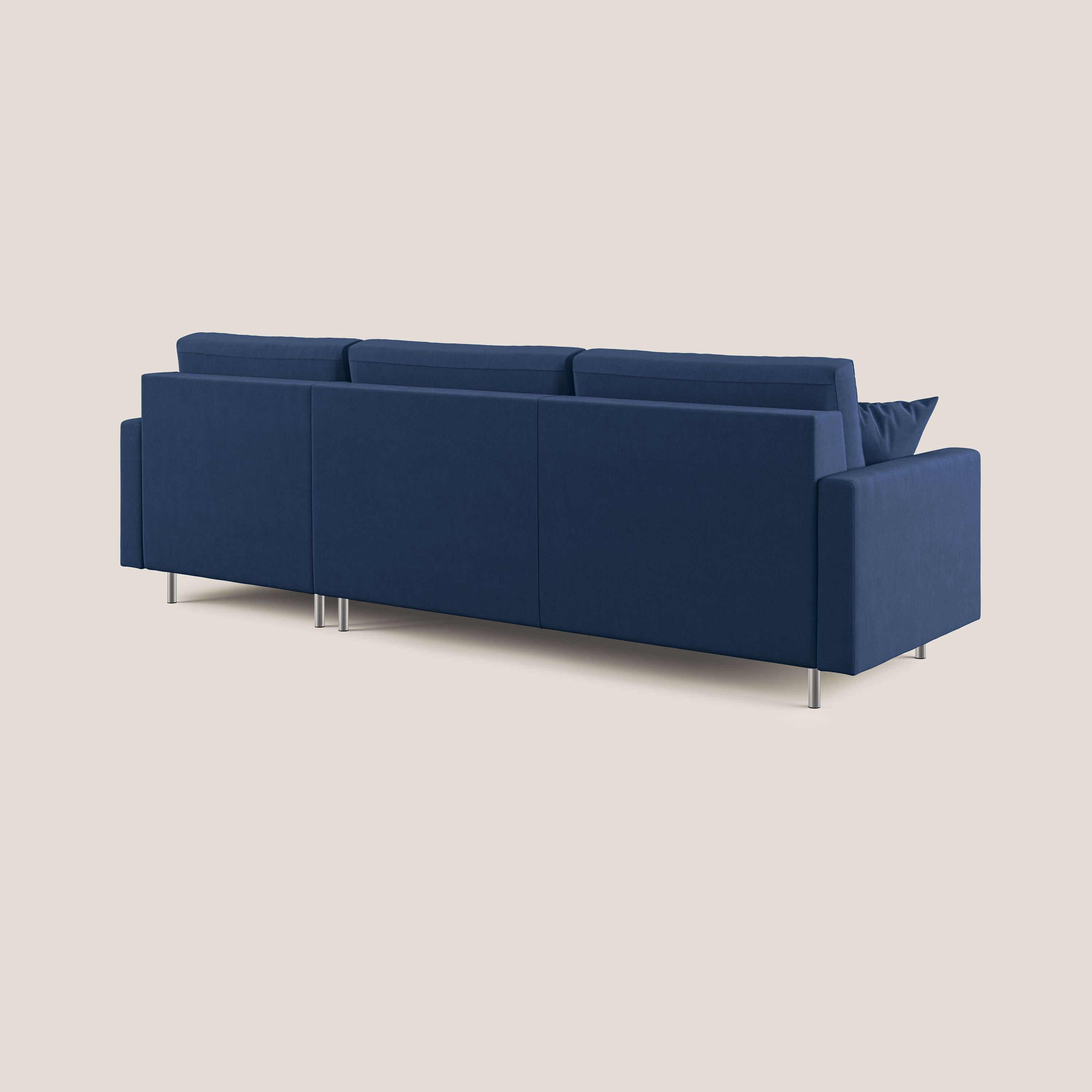Megan divano letto angolare in microfibra smacchiabile T11 blu - divani.store