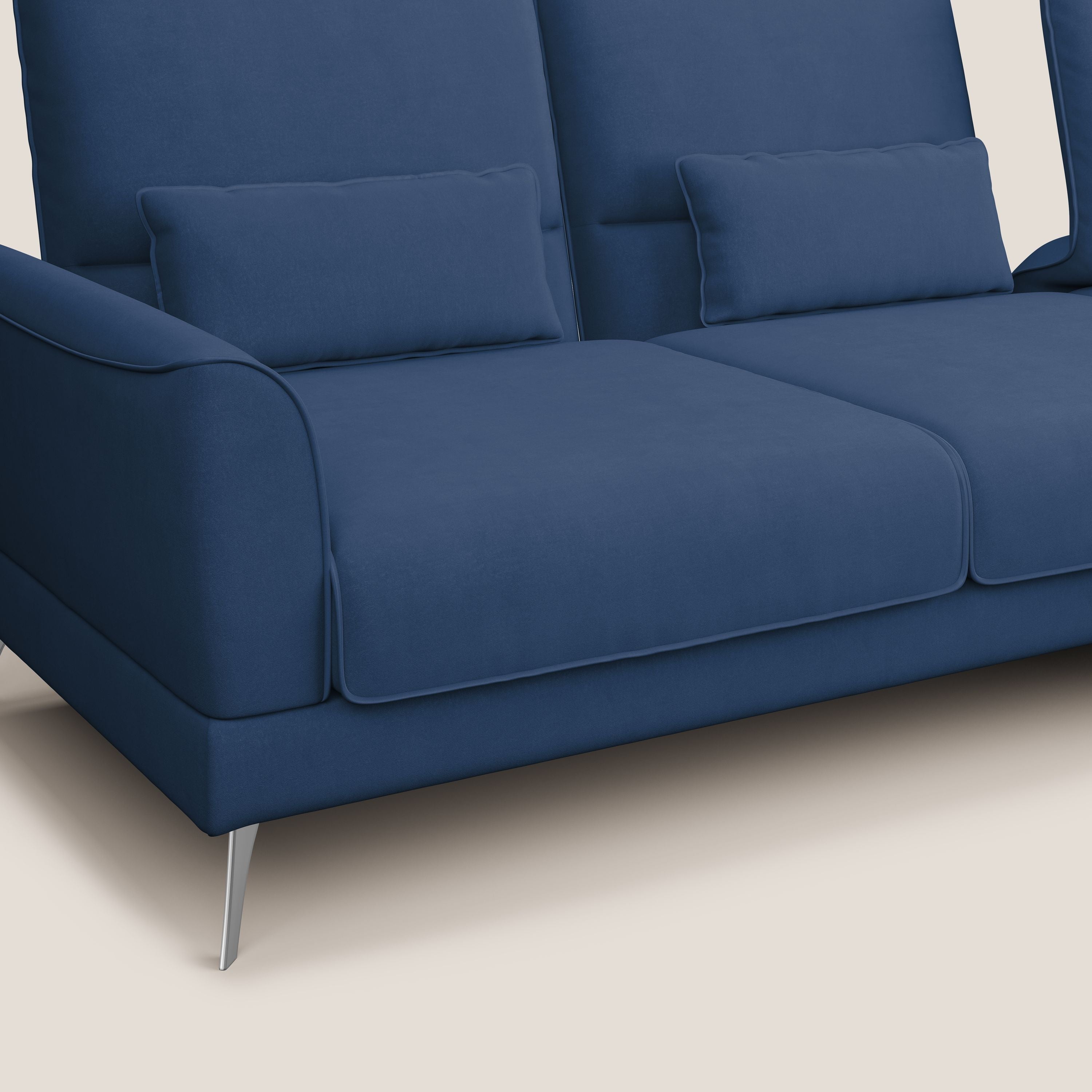 Tommy Divano angolare con relax e schienali traslanti in microfibra smacchiabile T11 blu - divani.store