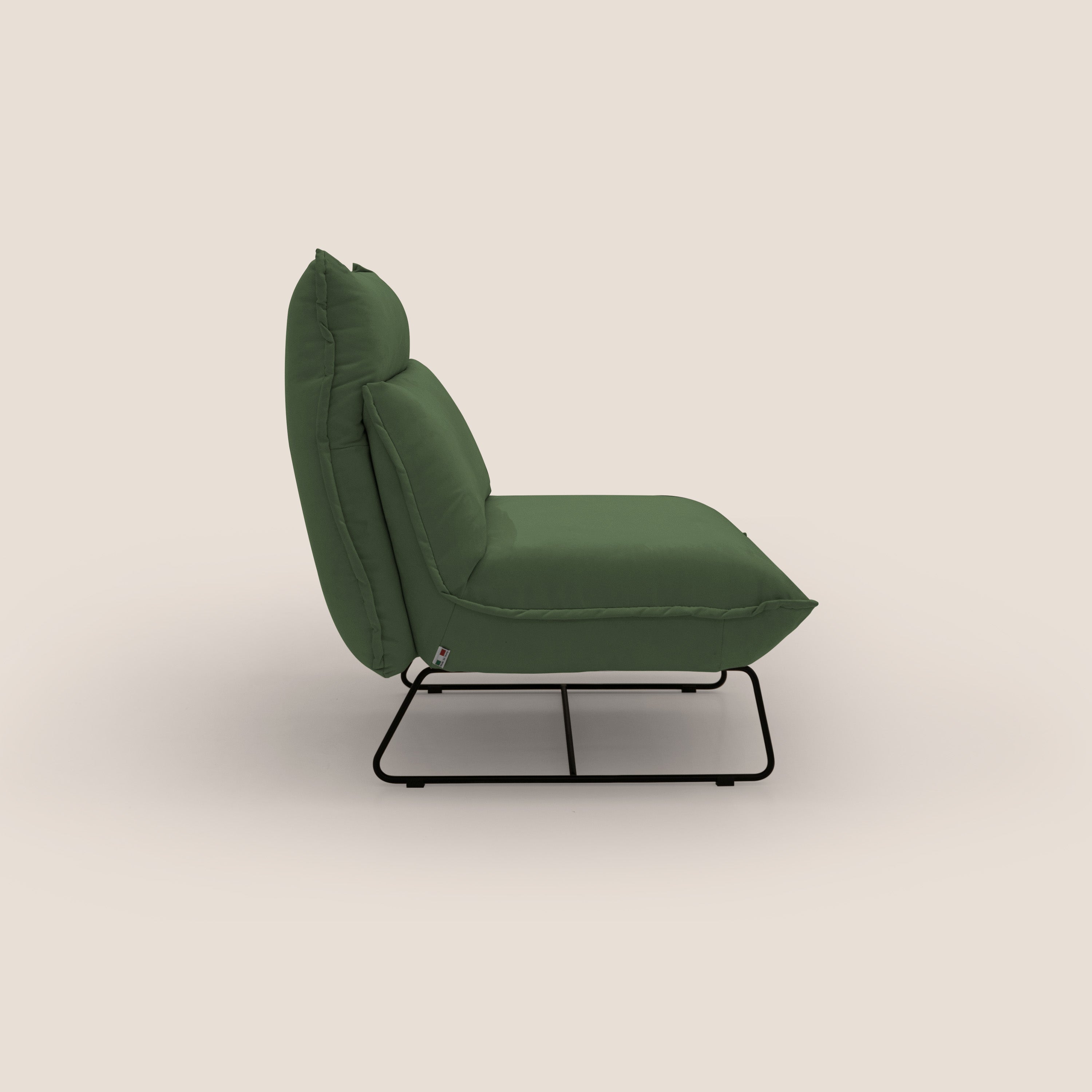Tessa Poltroncina dal design moderno in morbida microfibra smacchiabile T11 verde - divani.store