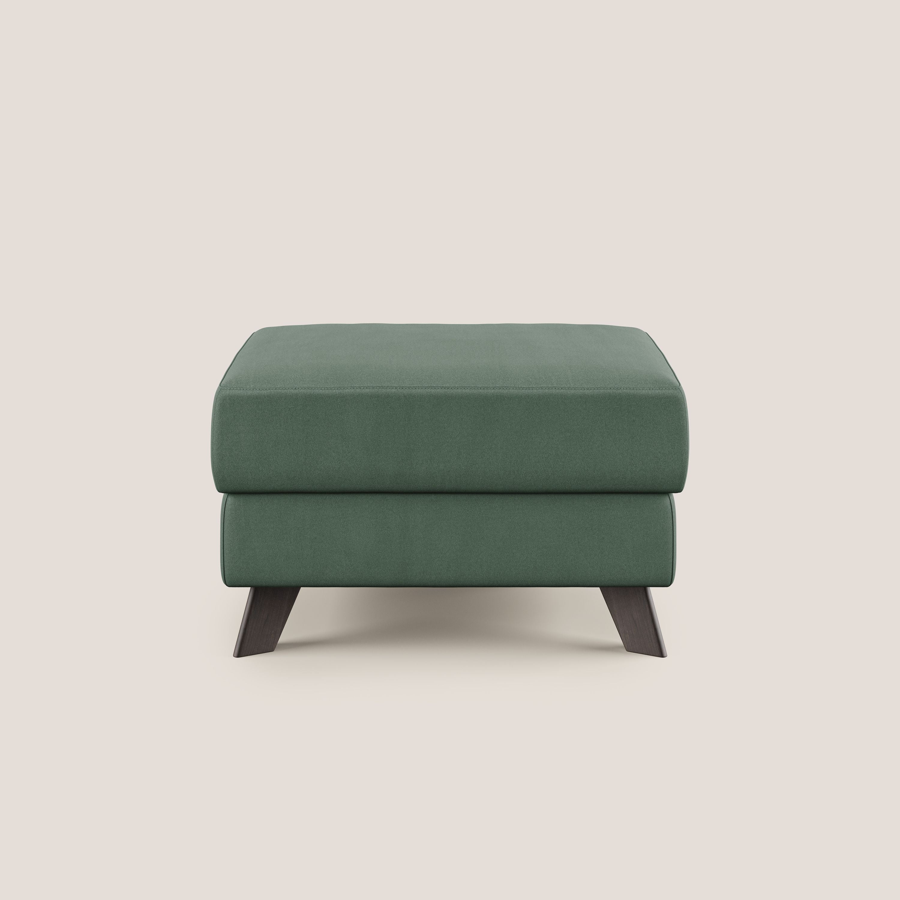 Moon Pouf contenitore e piedini alti in microfibra impermeabile T11 verde - divani.store
