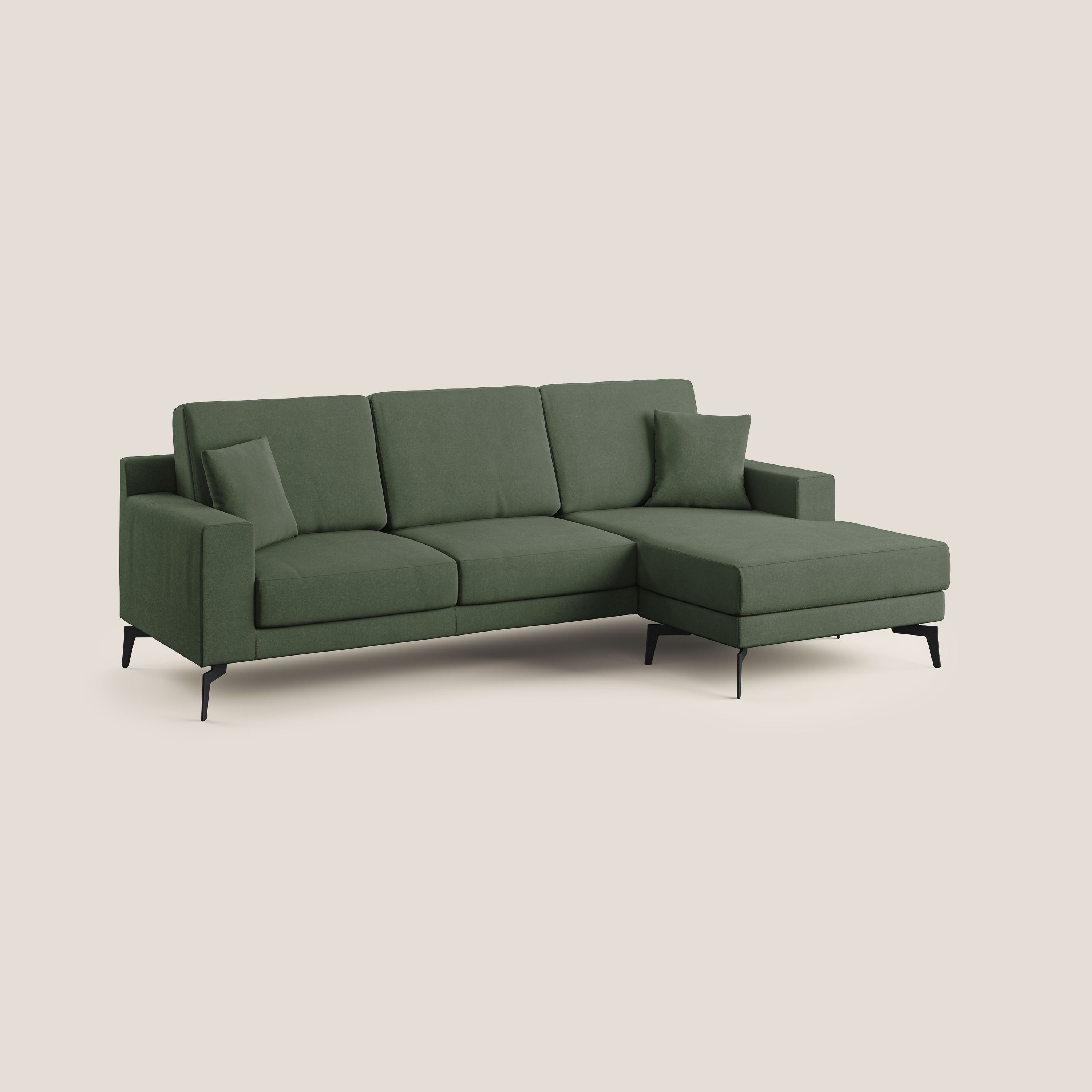 Prestige divano angolare reversibile in microfibra smacchiabile T11 verde - divani.store