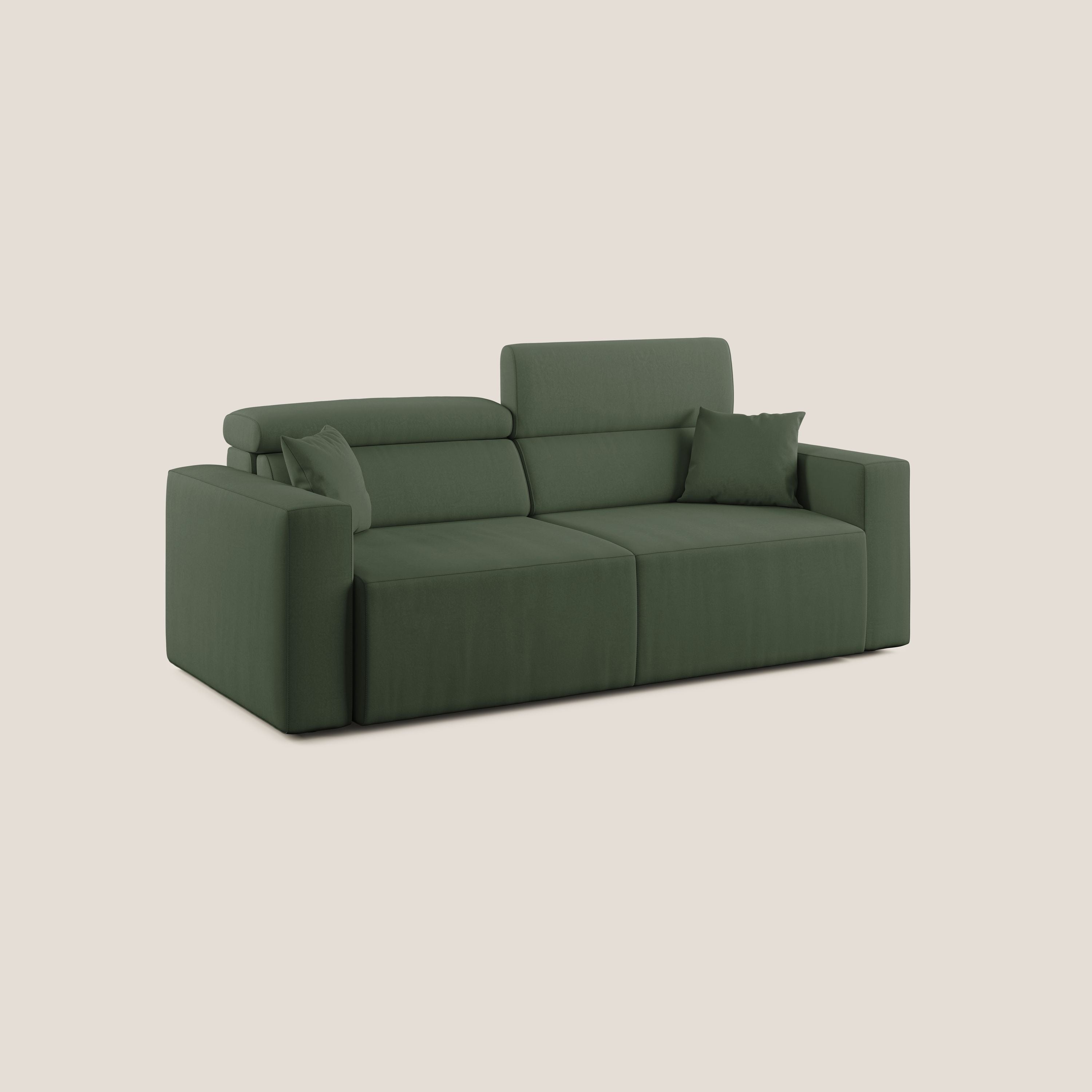 Orwell divano con seduta estraibile in microfibra smacchiabile T11 verde - divani.store