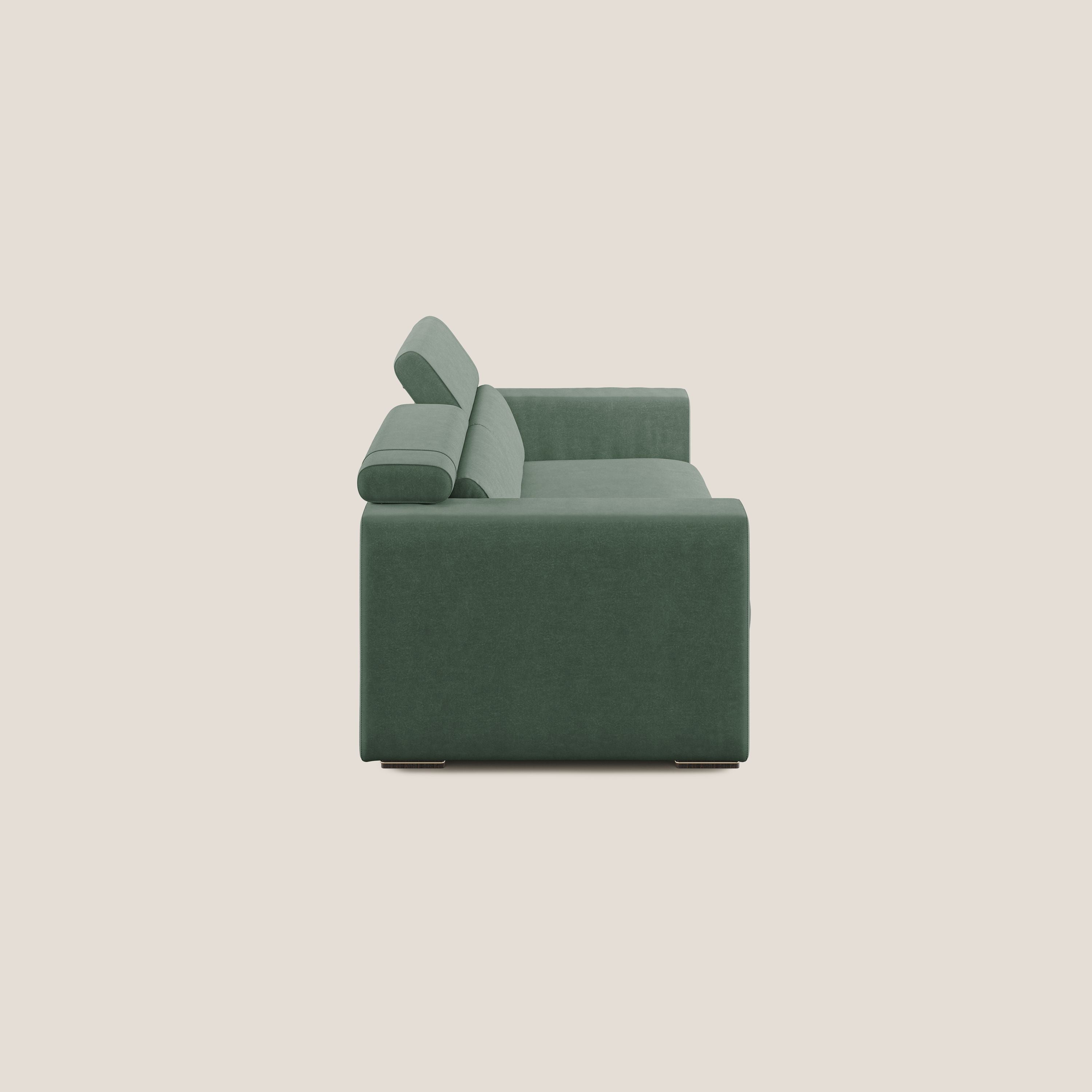 Vegas divano con poggiatesta reclinabili in microfibra smacchiabile T11 verde - divani.store
