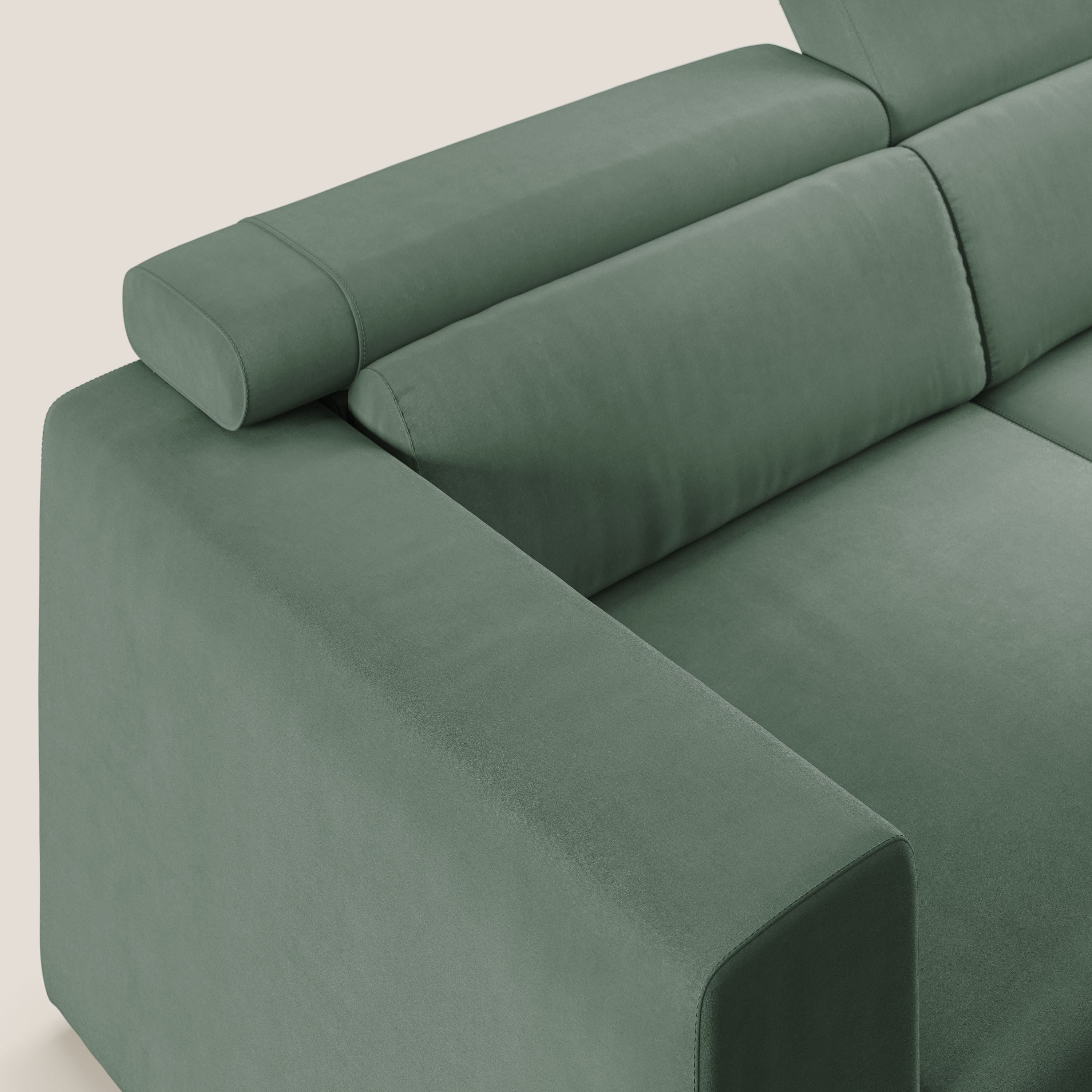 Vegas divano con poggiatesta reclinabili in microfibra smacchiabile T11 verde - divani.store