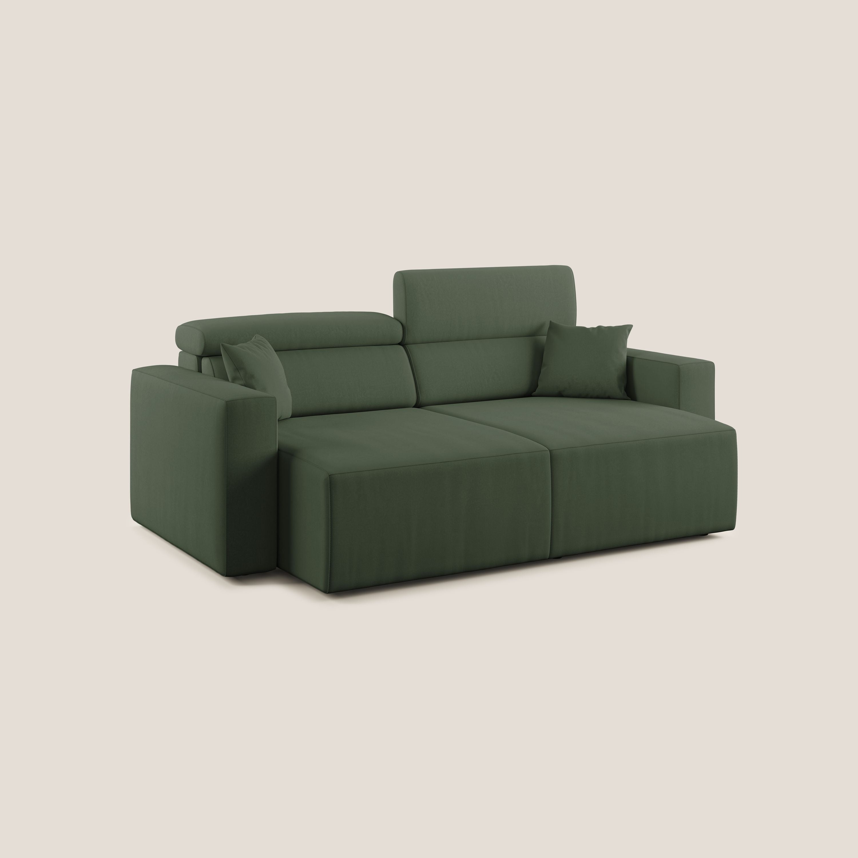 Orwell divano con seduta estraibile in microfibra smacchiabile T11 verde - divani.store