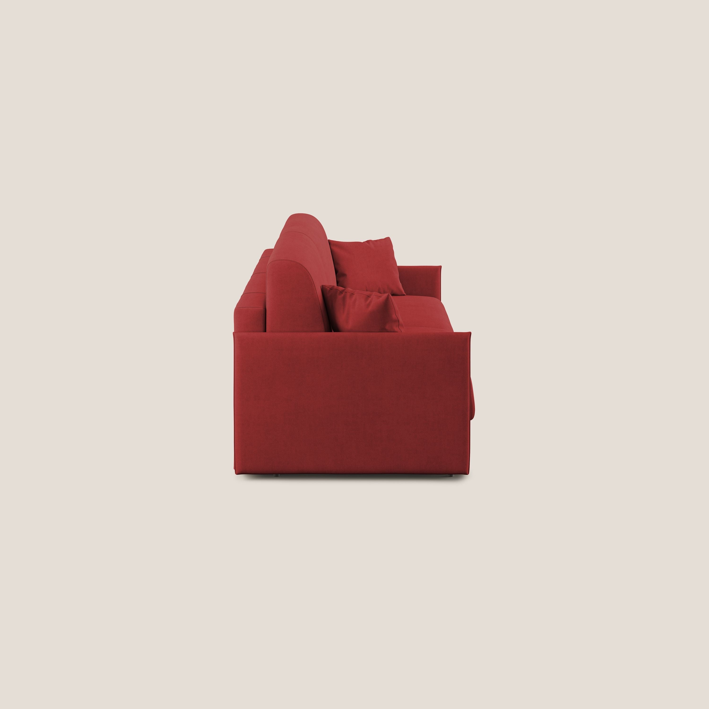 Evans Divano letto in morbido tessuto impermeabile T02 rosso - divani.store