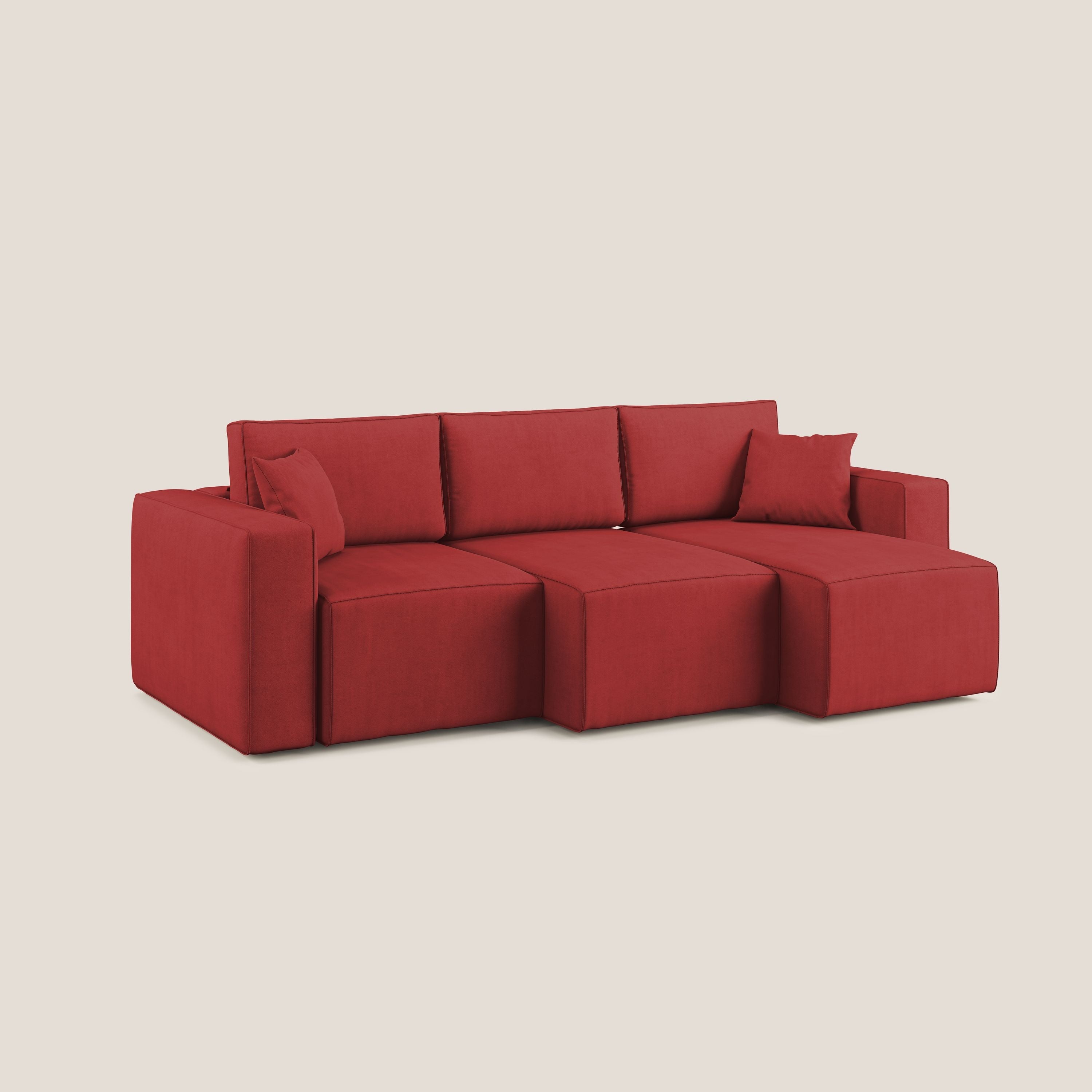 Morfeo divano con 3 sedute estraibili in morbido tessuto impermeabile T02 rosso - divani.store
